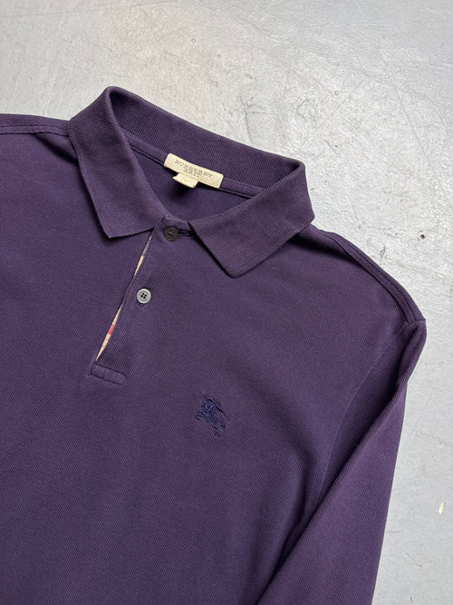 Vintage Burberry Purple Polo Longsleeve for men’s. Y2K Second Hand 2000s Fashion 