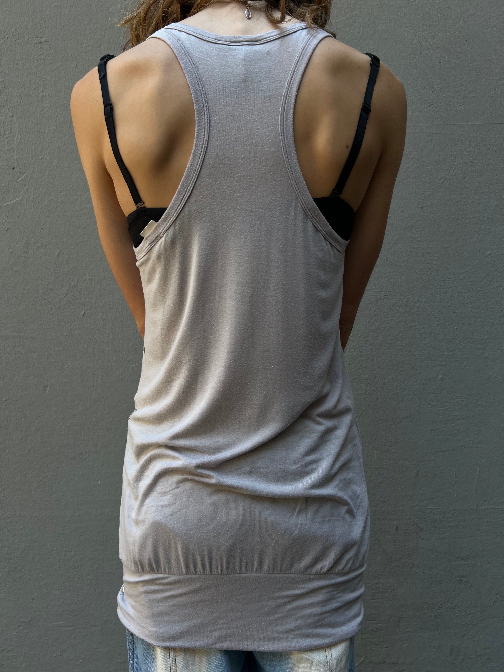 Vintage Miss Sixty Grey Printed Tank Top  M/L