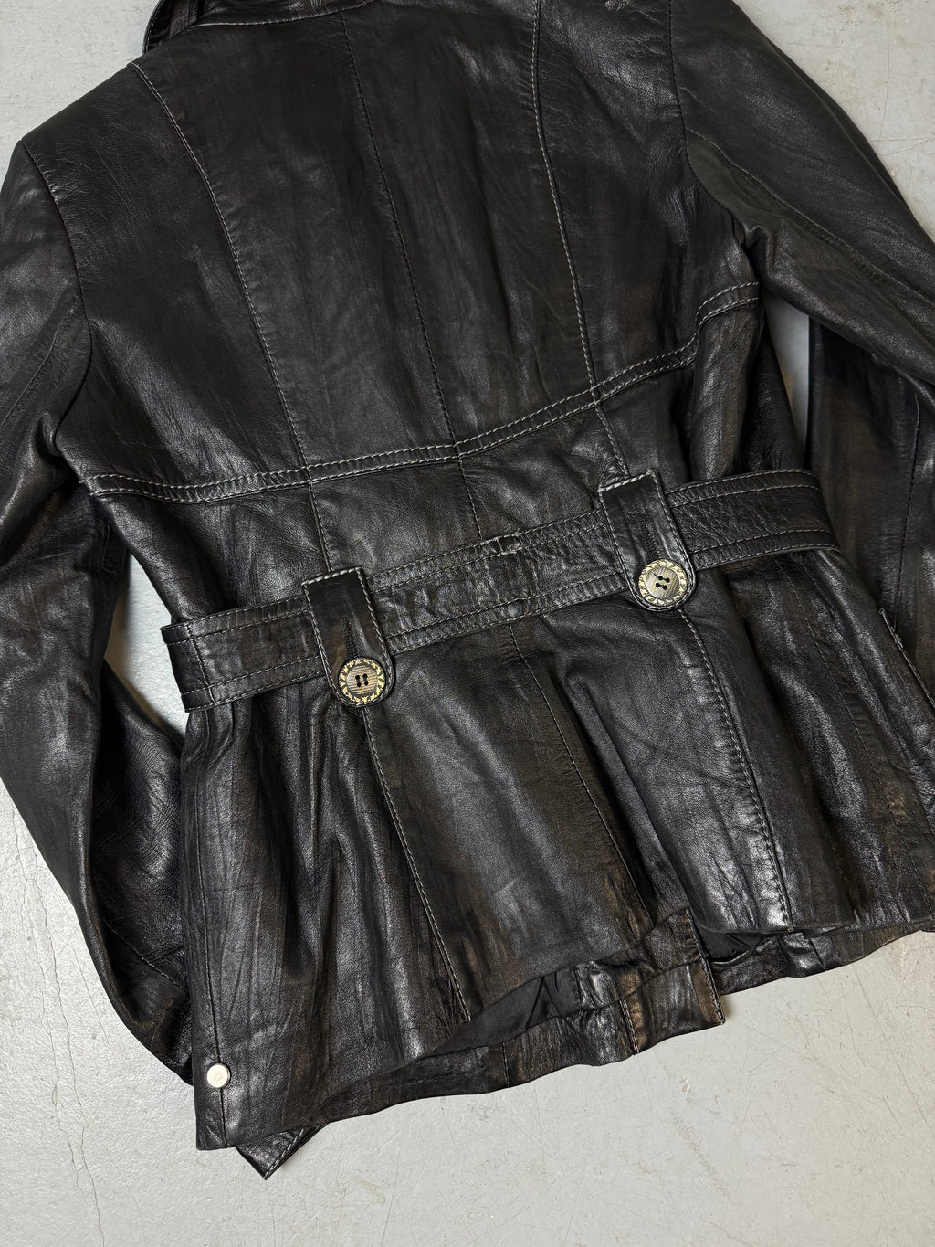 Vintage Black Faux Leather Blazer M