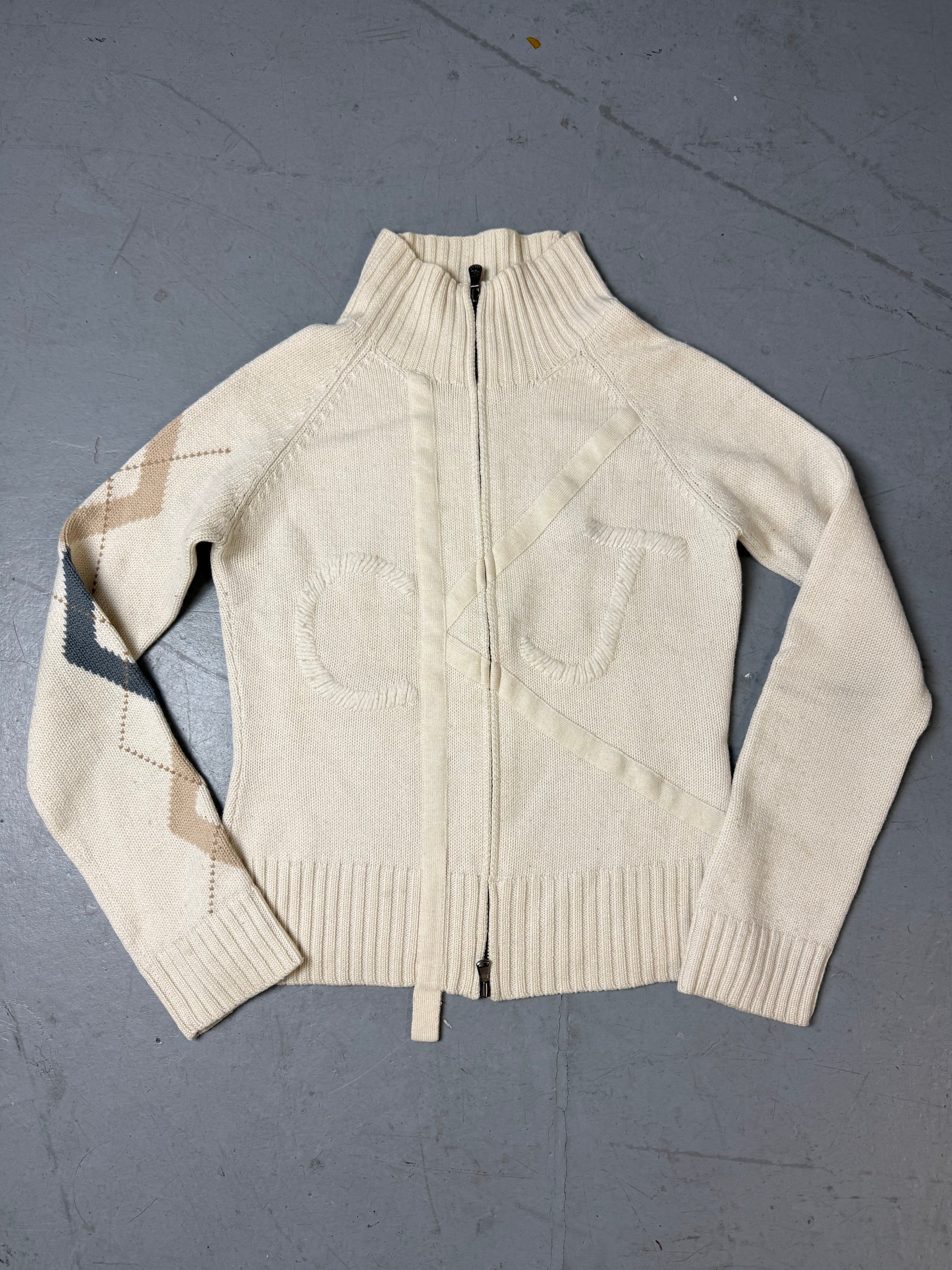 Productbild von Vintage Calvin Klein Jeans Cream Knit Zip Up S von vorne