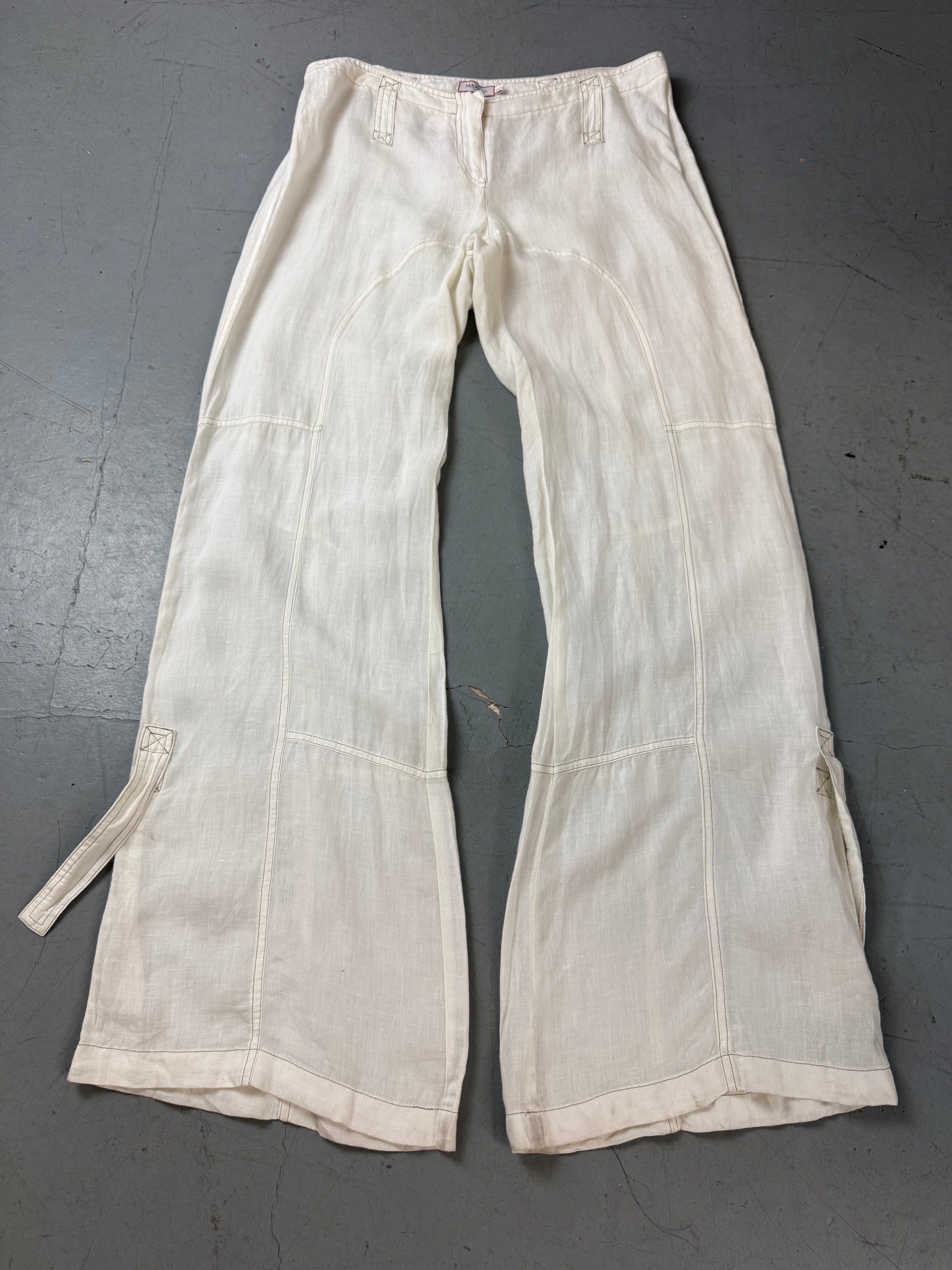 Vintage Max&Co White Linen Pants für Herren. Secondhand Y2K 2000s Fashion