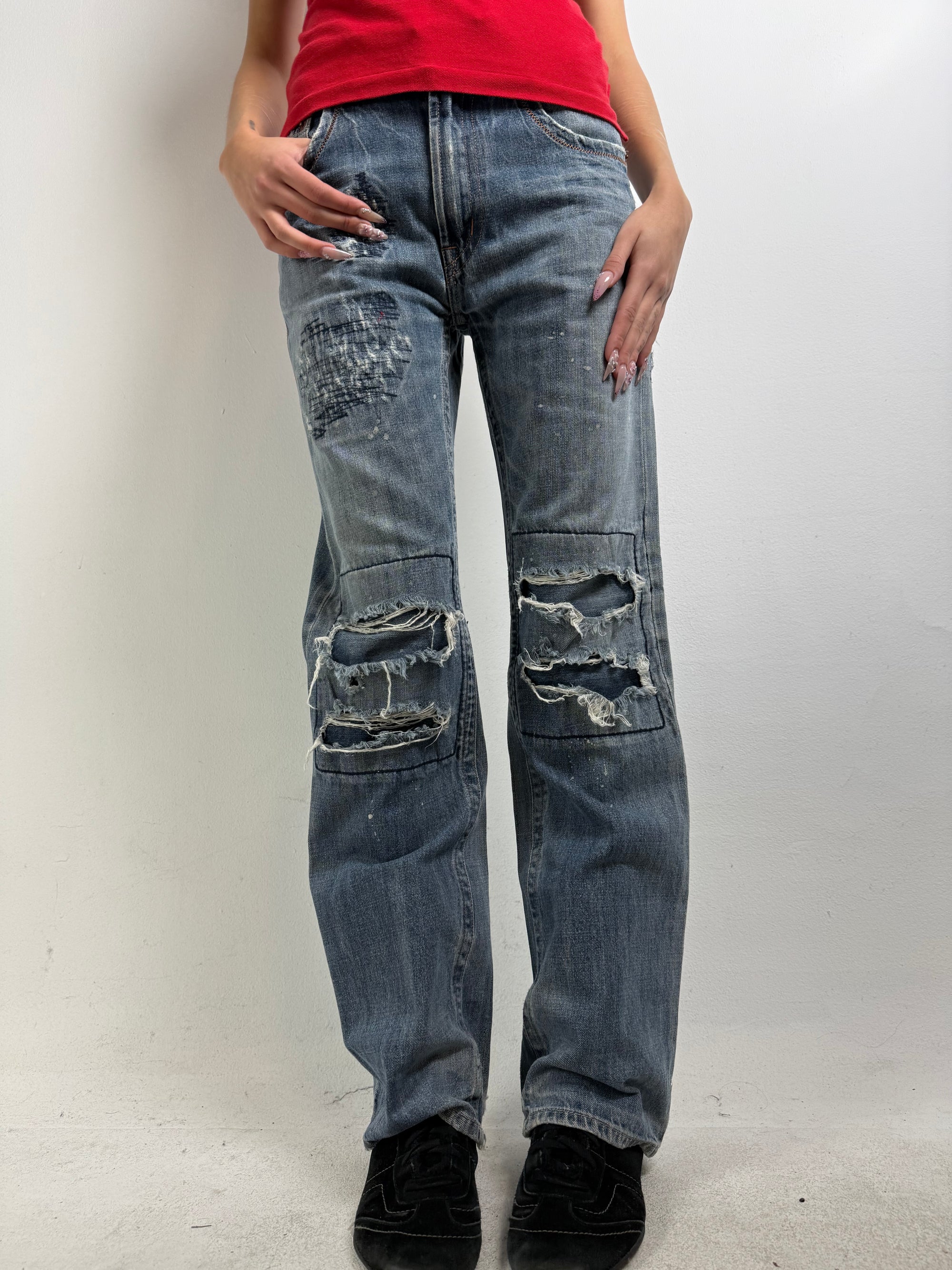 Tragebild Vintage Big Train Ripped Bootcut Denim M von vorne
