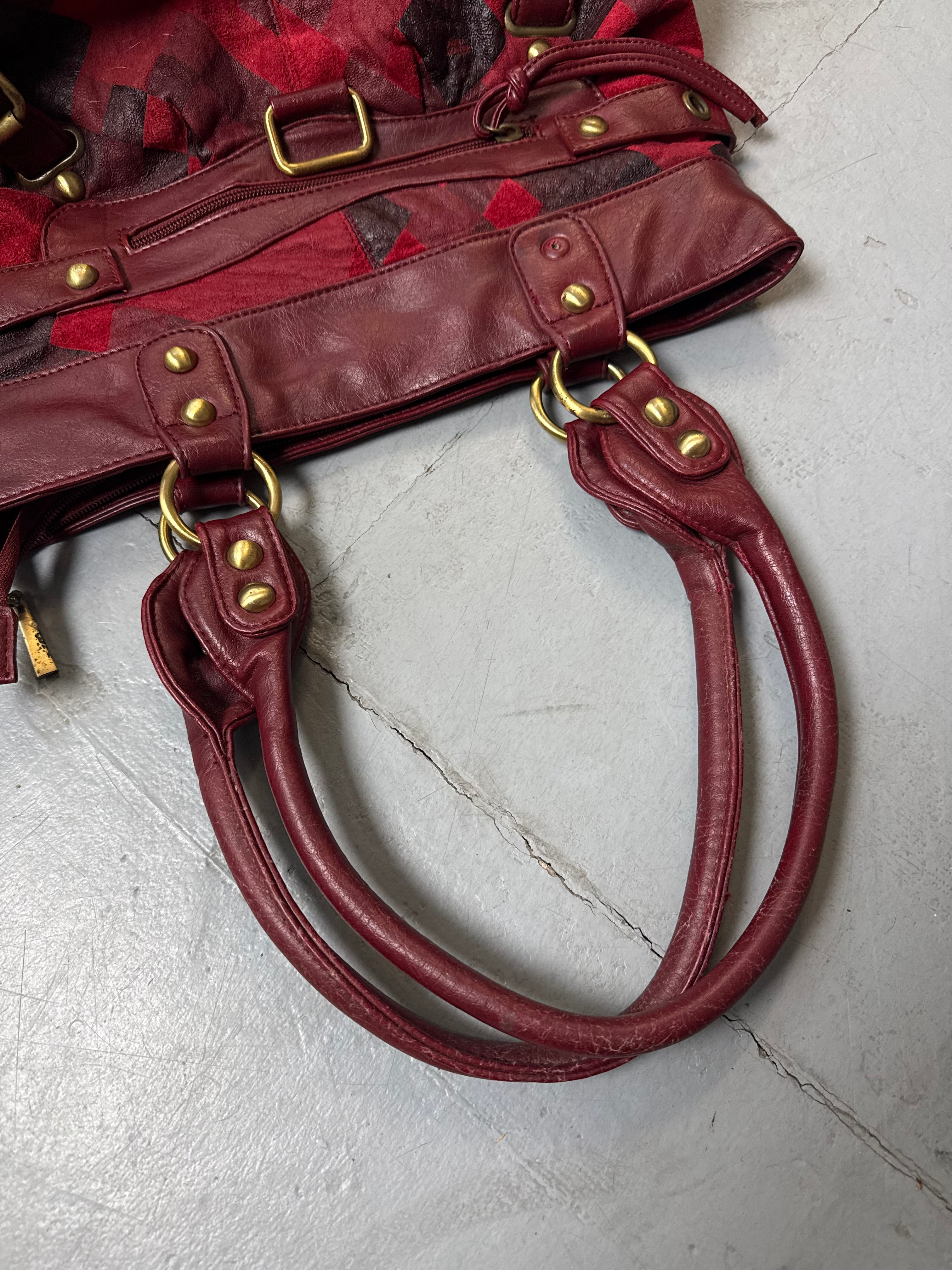 Vintage Vintage Eternal Red Harleqin Print Bag for women. Y2K Second Hand 2000s Fashion 