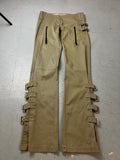 Vintage Khaki Straight Pants with Straps mit Schnallendetails für Damen. Y2K Second Hand 2000s Fashion