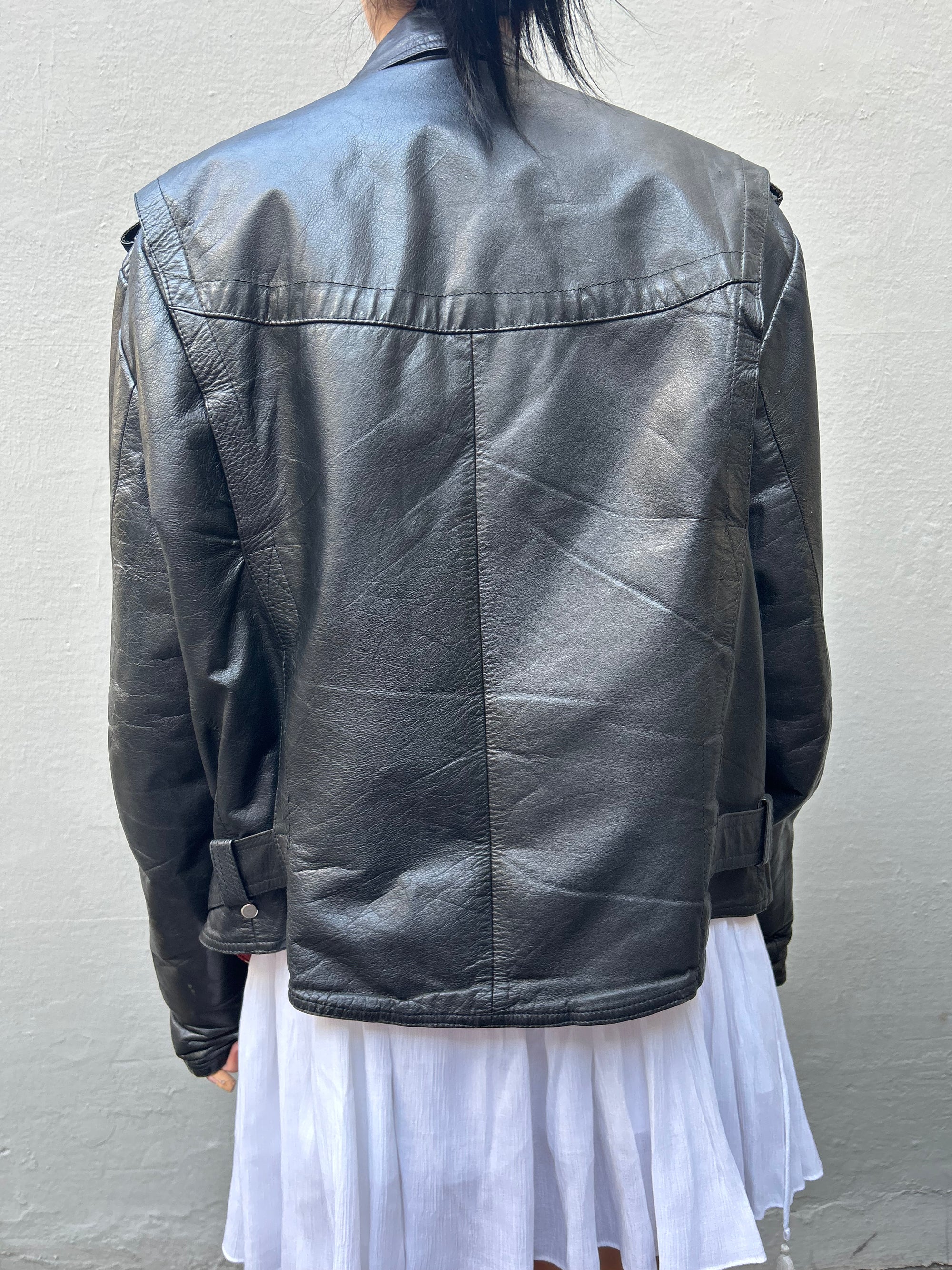 Vintage Biker Leather Jacket XL