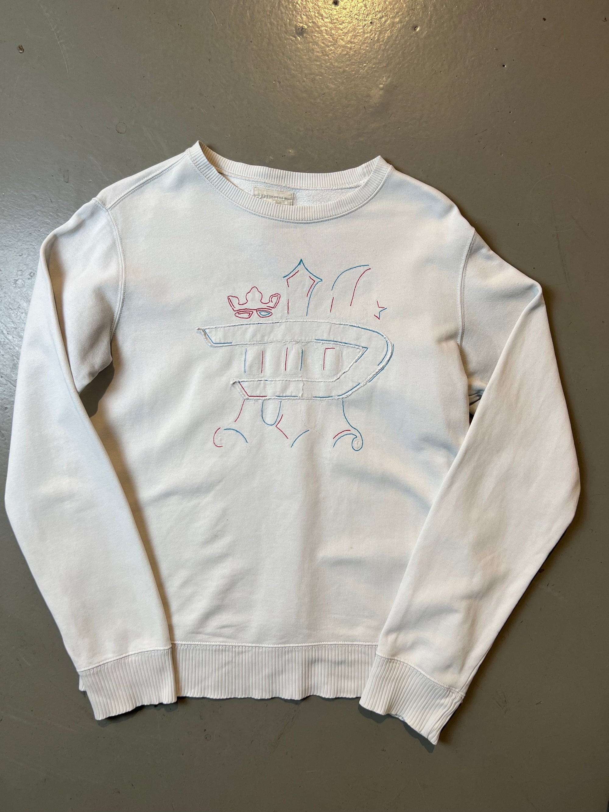 Vintage White Diesel Logo Sweater M/L