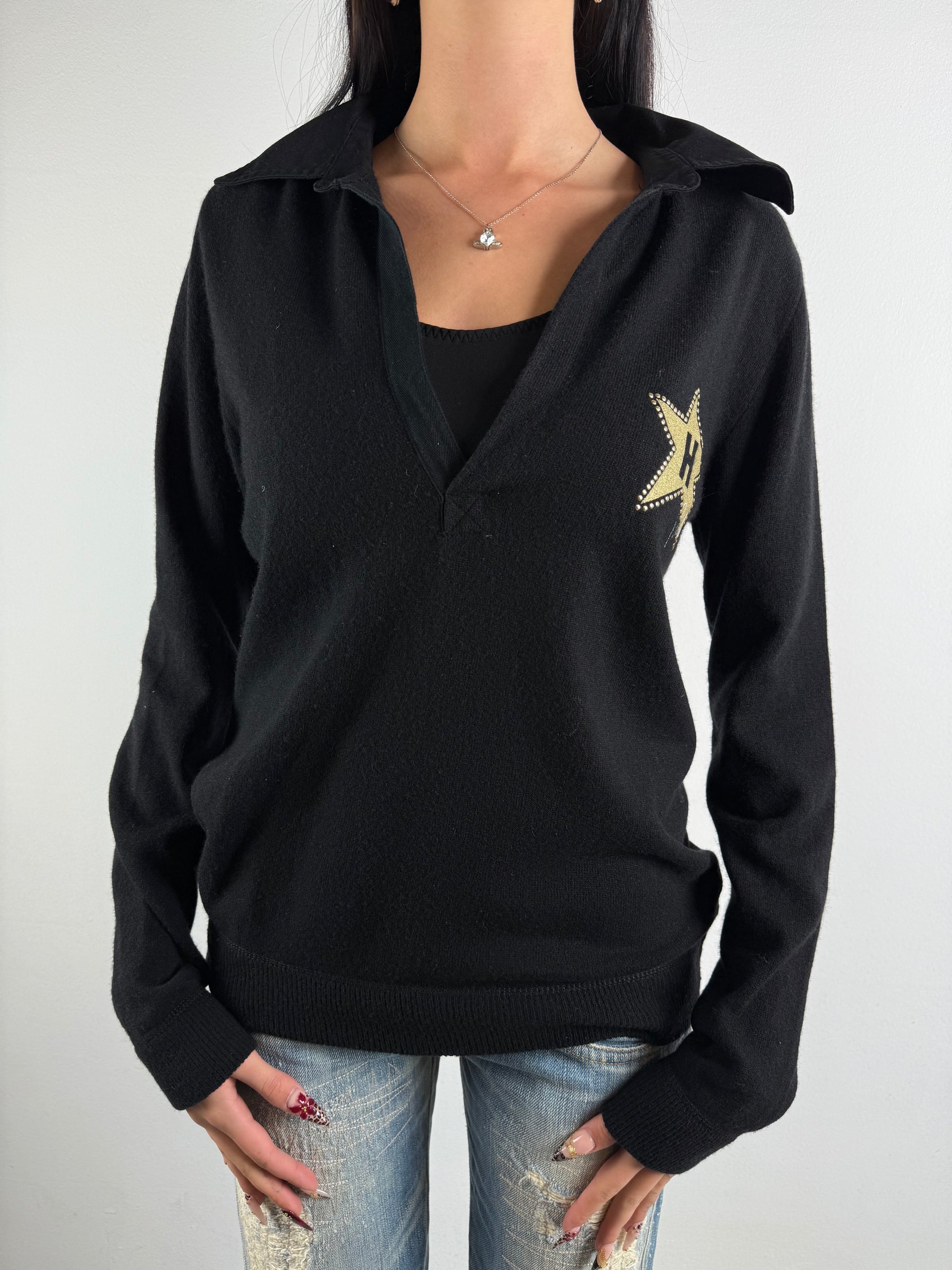 Vintage Hollywood Milano Black Oversized Longsleeve XL