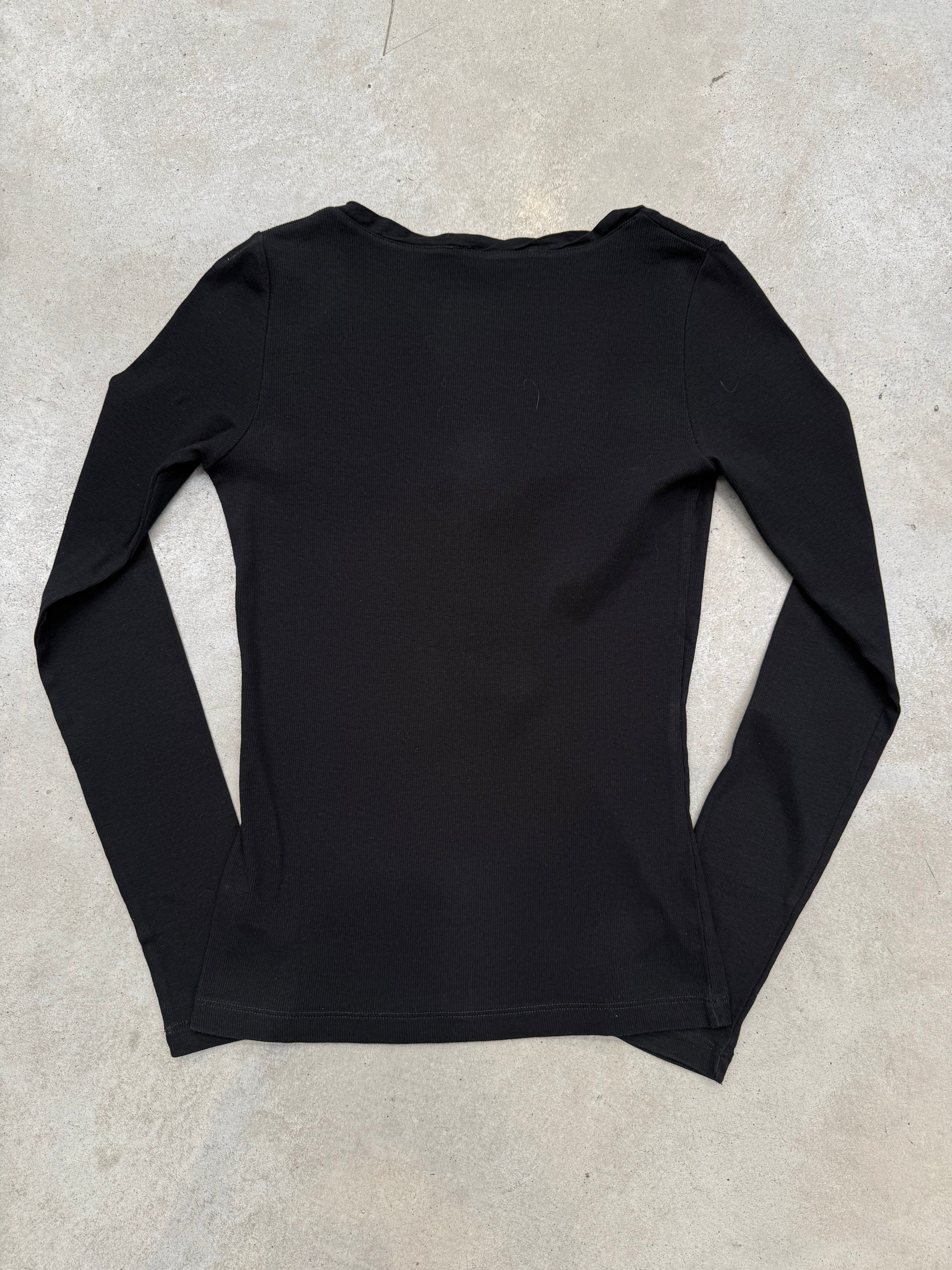 Vintage Liu Jo Black Rhinestone Logo Longsleeve für Herren Y2K Second Hand Fashion