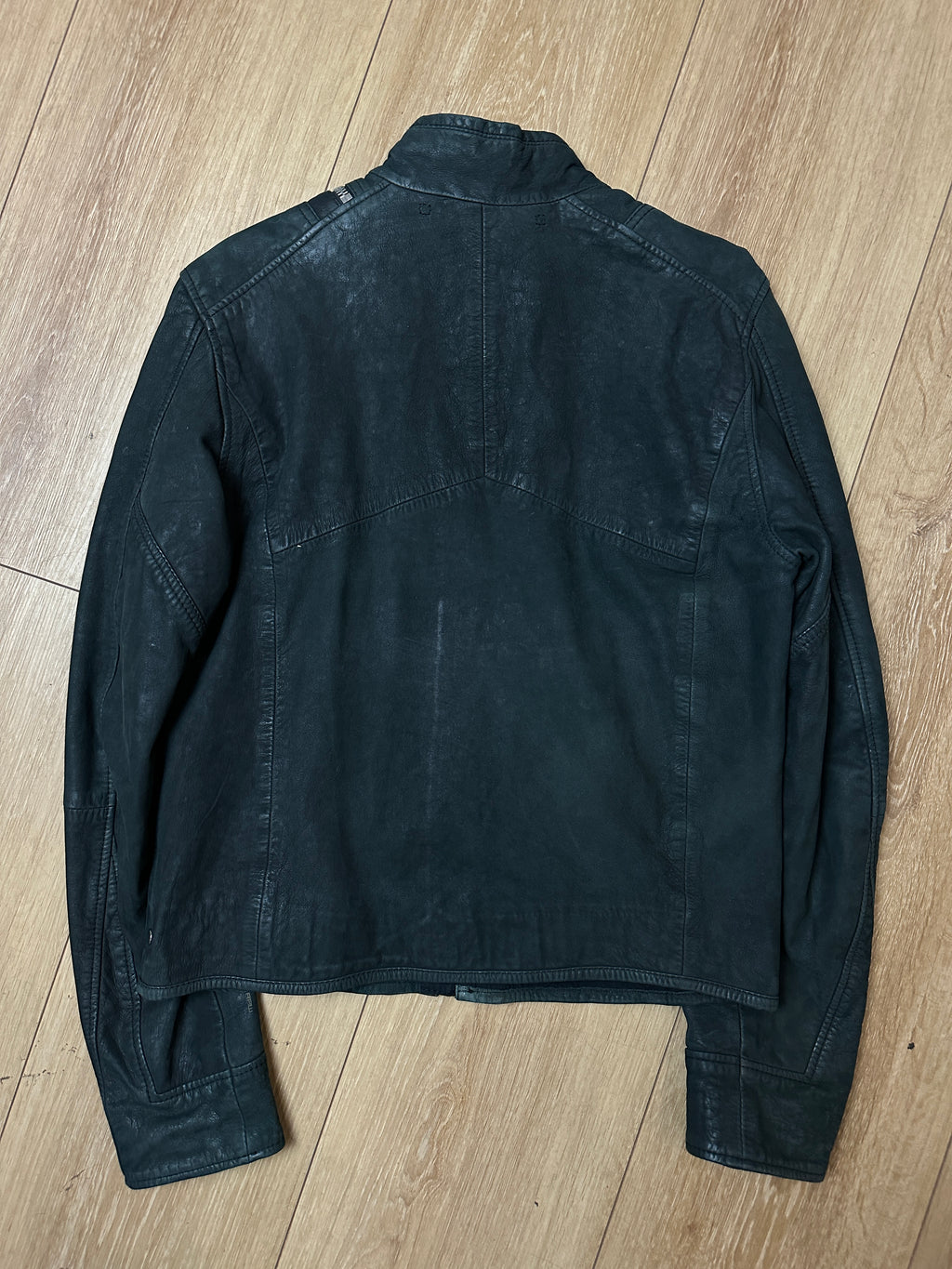 Produktbild Vintage Black G-Star Leather Jacket von hinten 