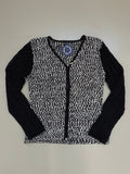 Vintage Black and White Knit Zip Sweater M