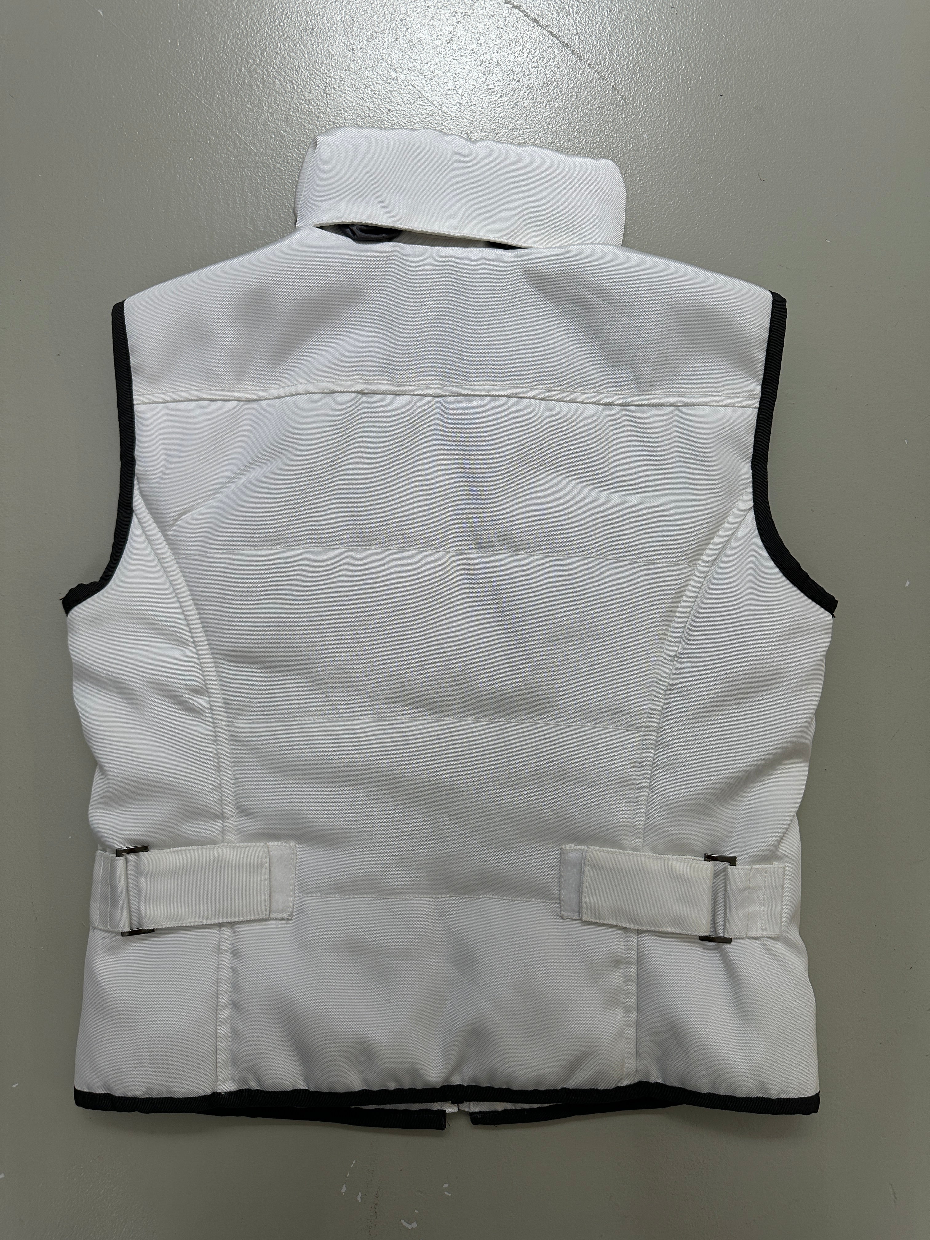 Vintage White Utility Puffer Vest für Herren. Y2K Second Hand 2000s Fashion