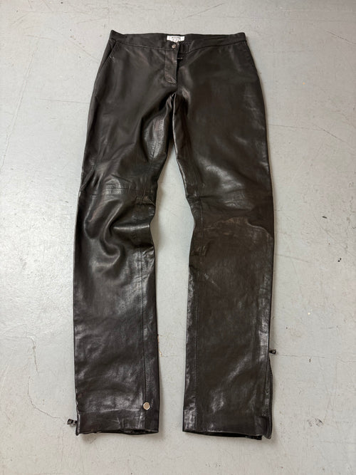 Vintage Moschino Black Leather Pants für Herren. Secondhand Y2K 2000s Fashion