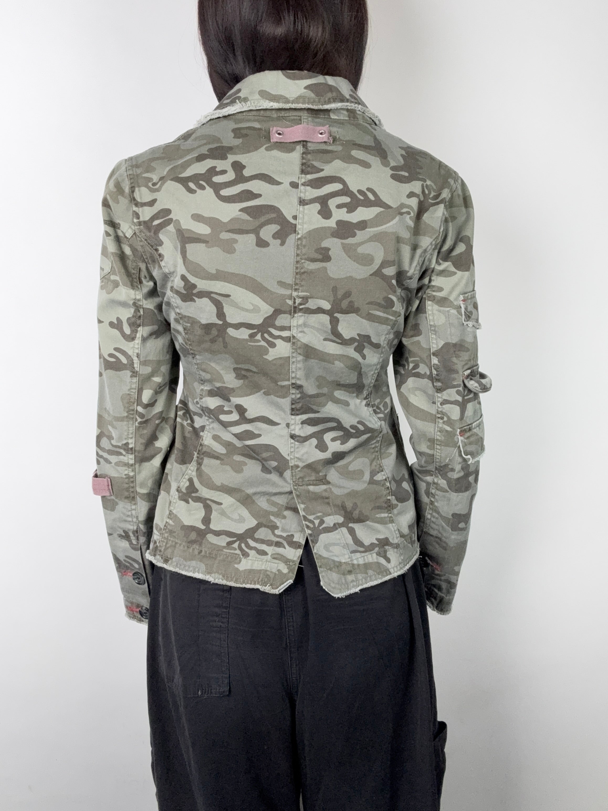 Tragebild von Vintage Camouflage Light Blazer Jacket S/M von hinten