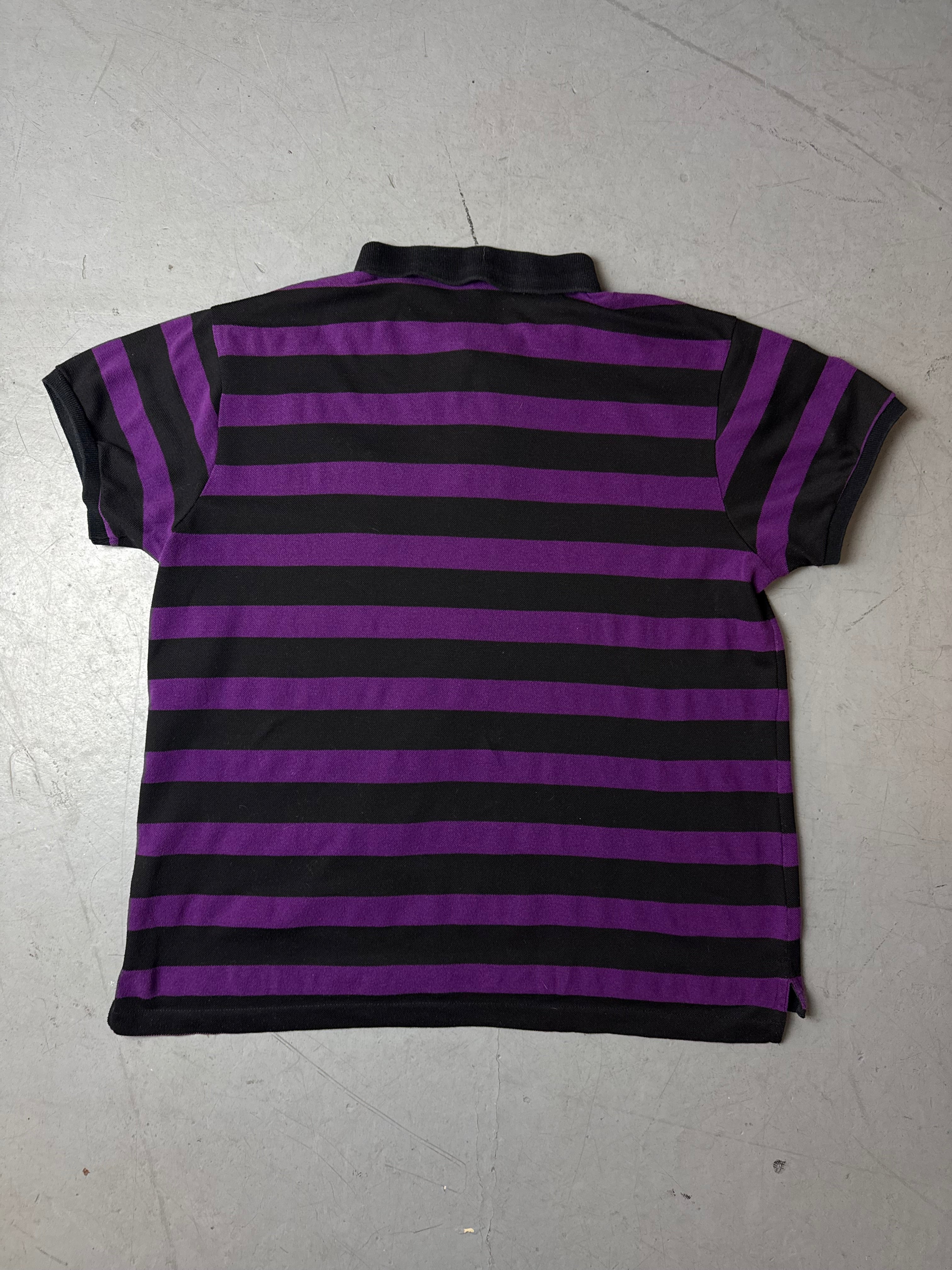 Vintage Polo Ralph Lauren Black and Purple Big Pony Polo Shirt L