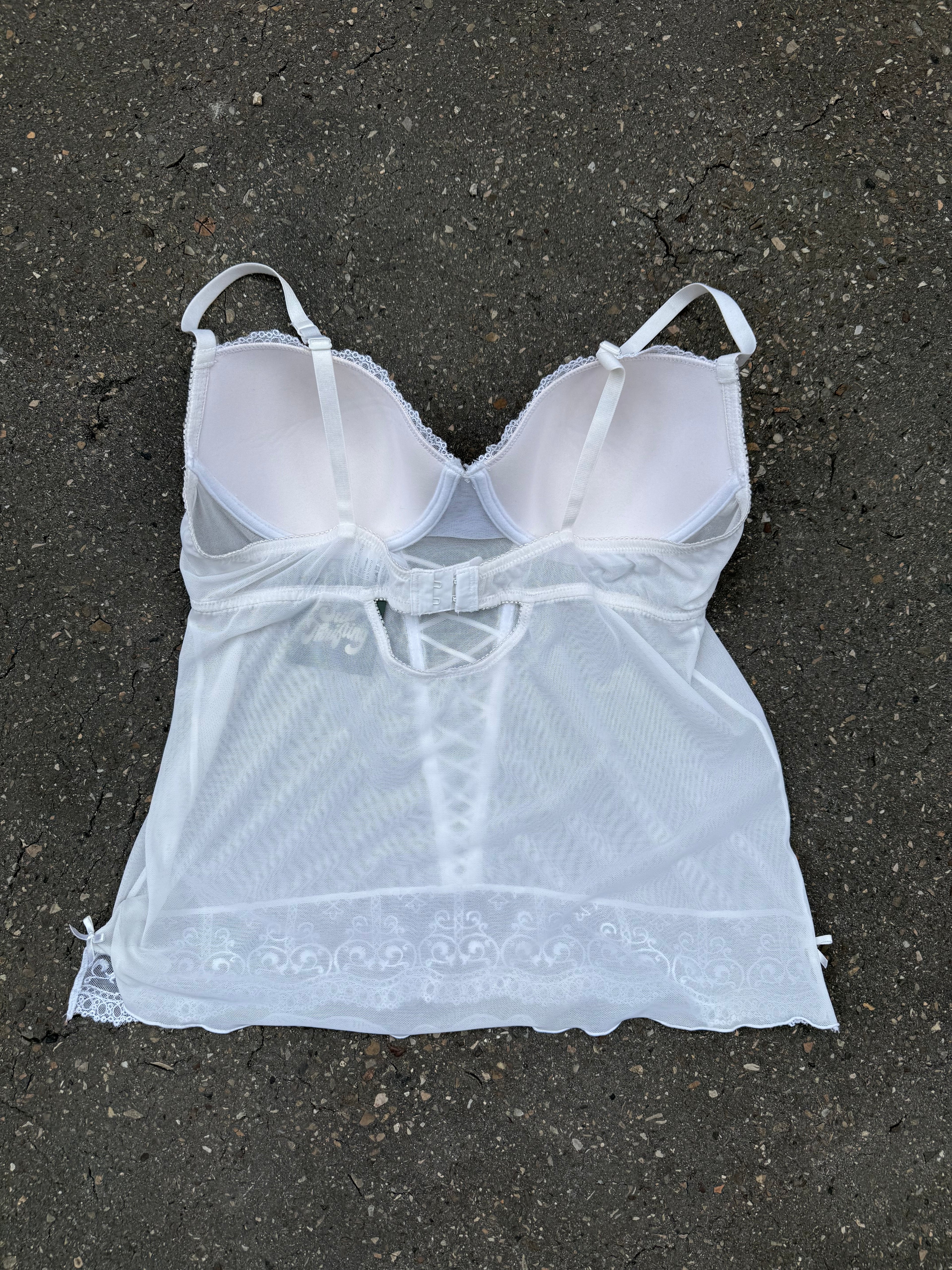 Vintage White Corsett Mesh Top M