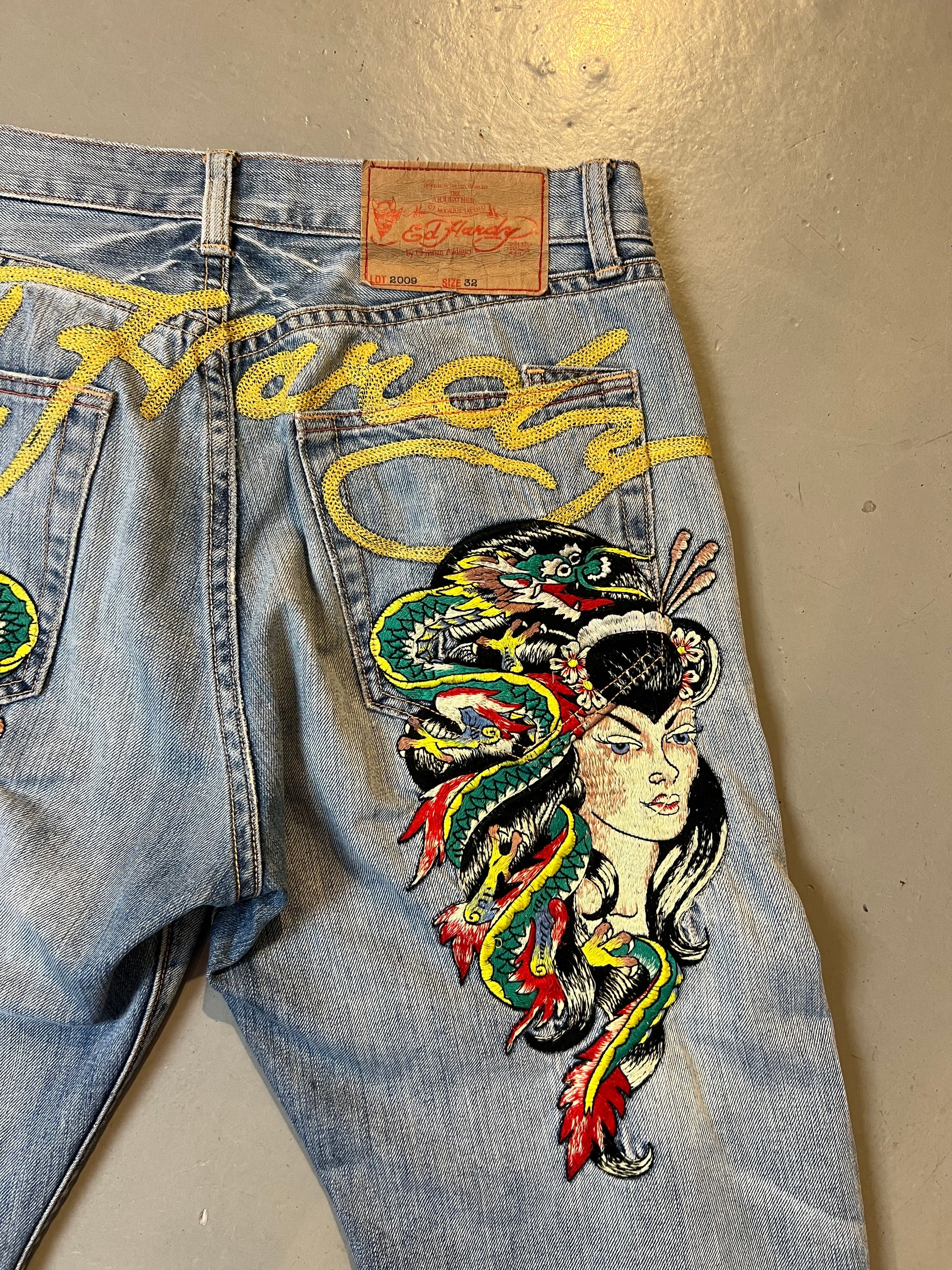 Vintage Ed Hardy Blue Jorts L