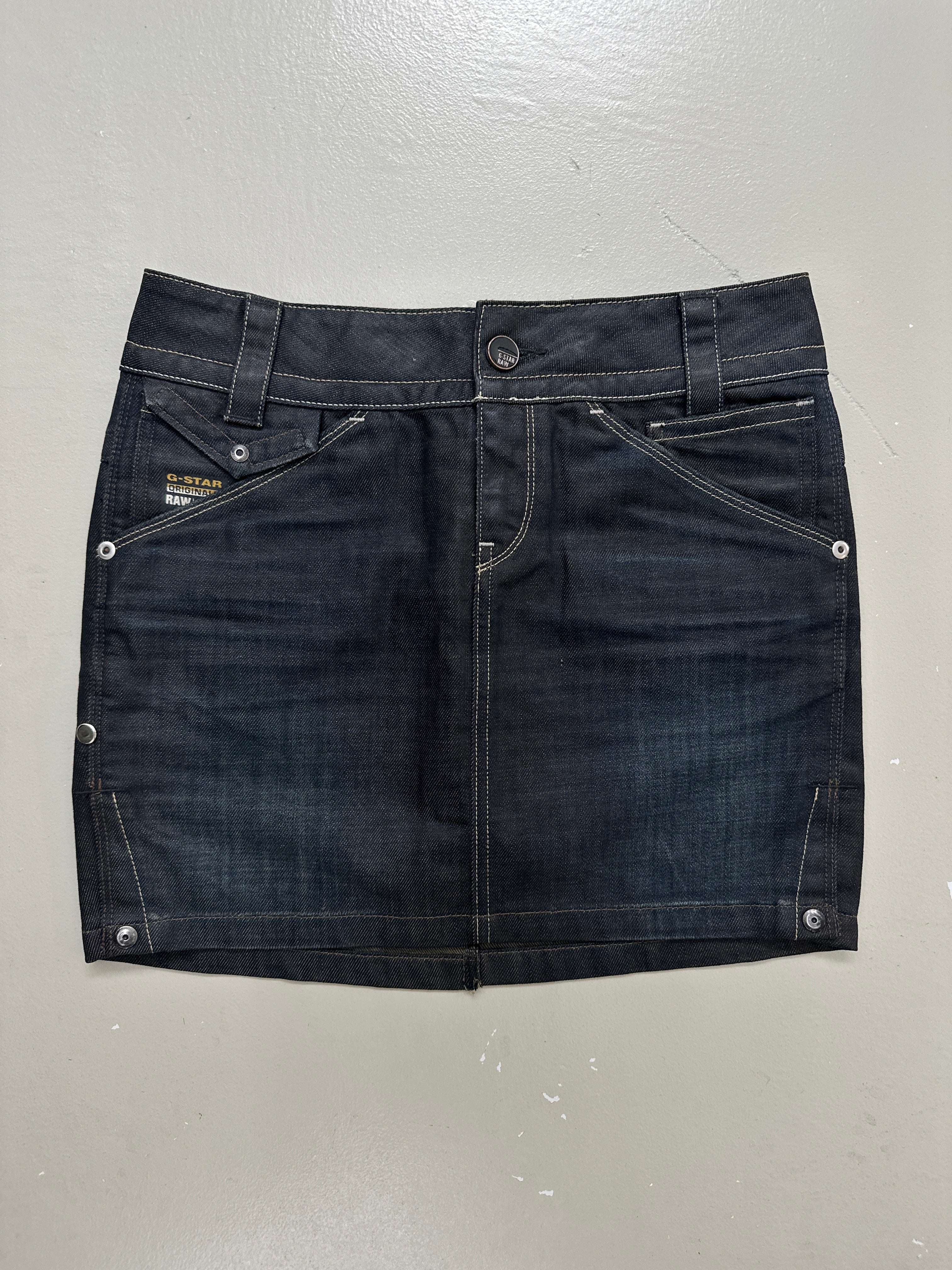 Vintage G-Star Black Waxed Mini Skirt M