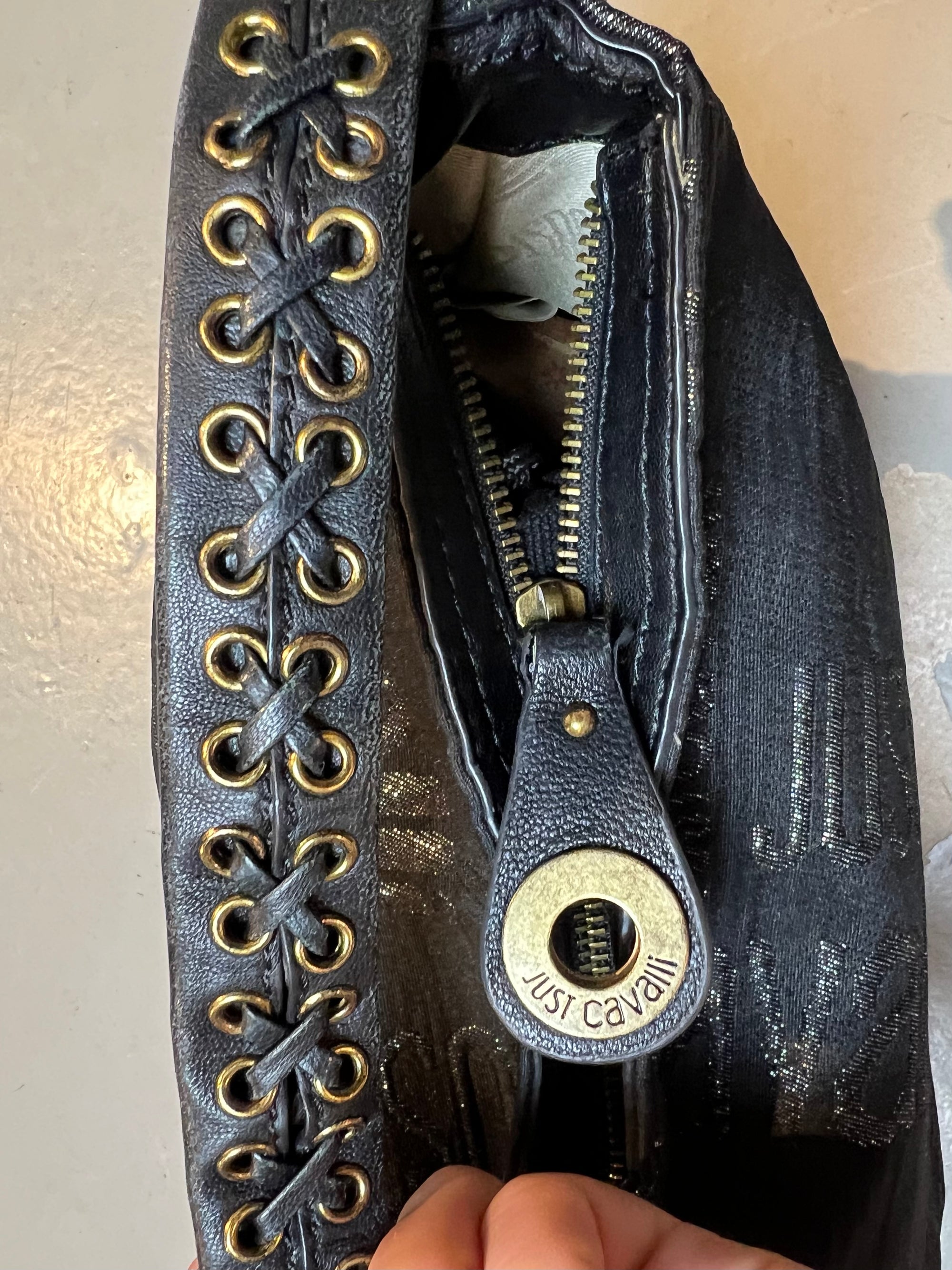 Vintage Just Cavalli Black and Gold Bag