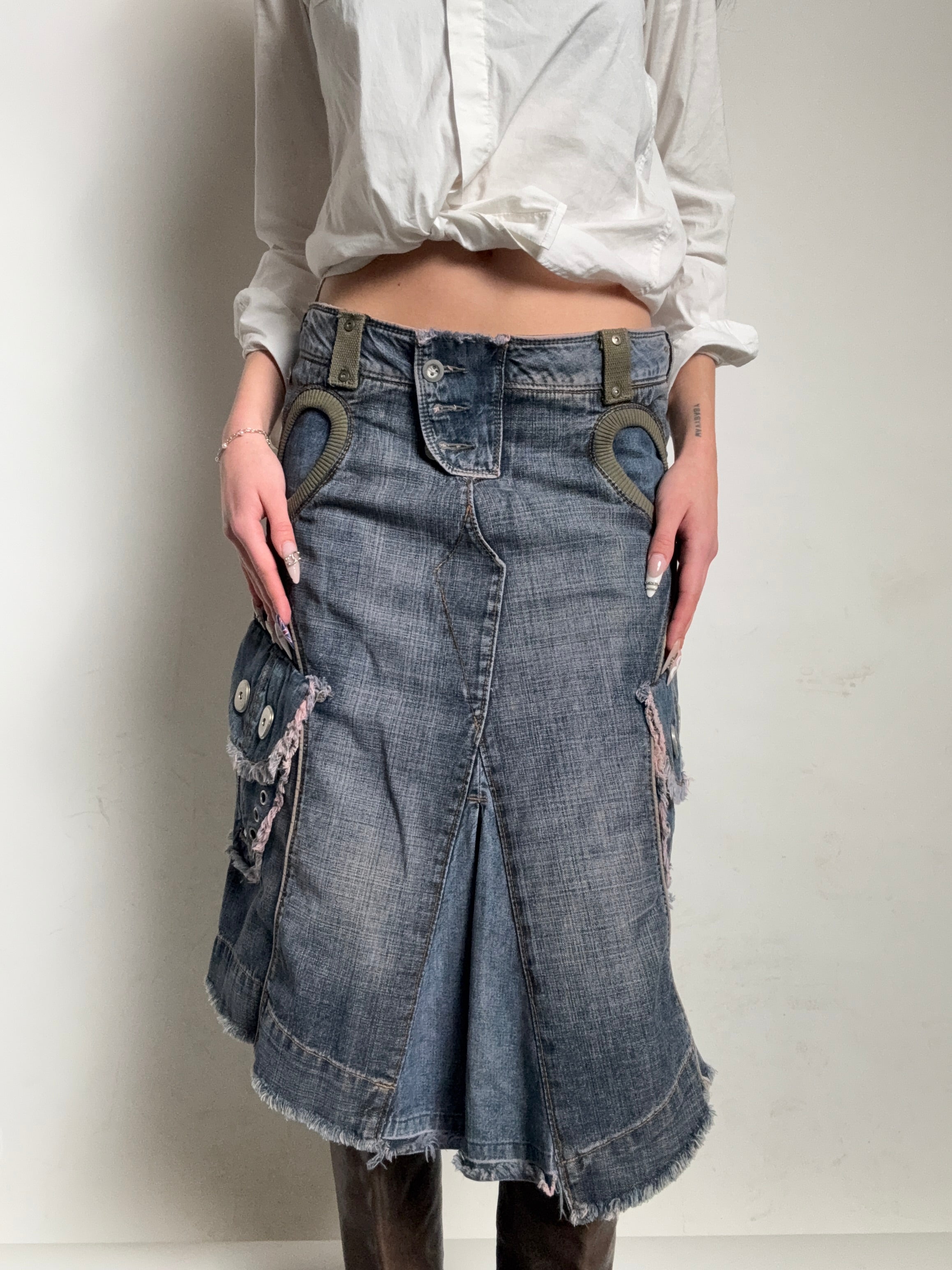 Vintage Miss Sixty Denim Midi Skirt M