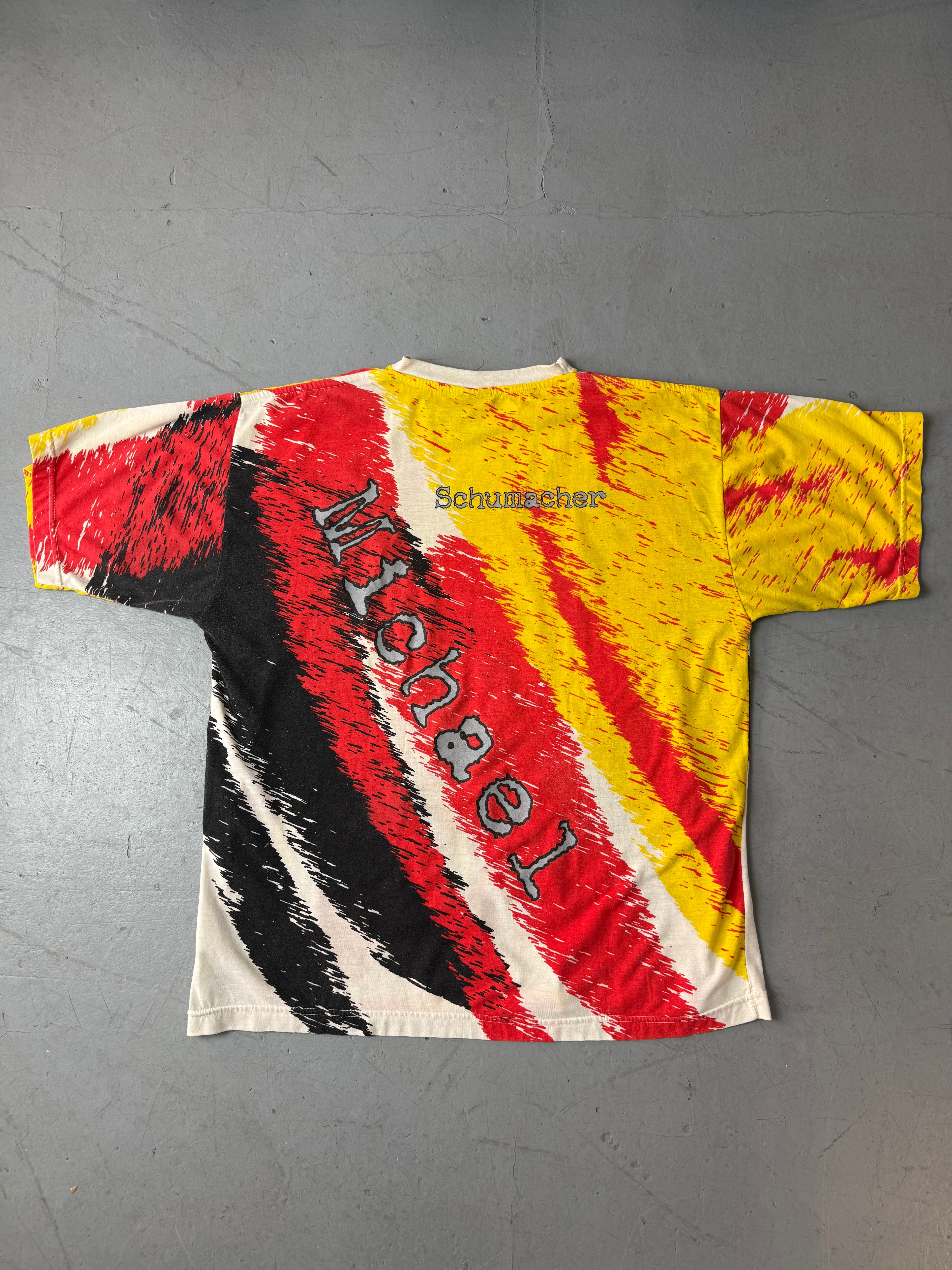 Vintage Michael Schuhmacher buntes Tshirt für Herren y2k 2000s Fashion 