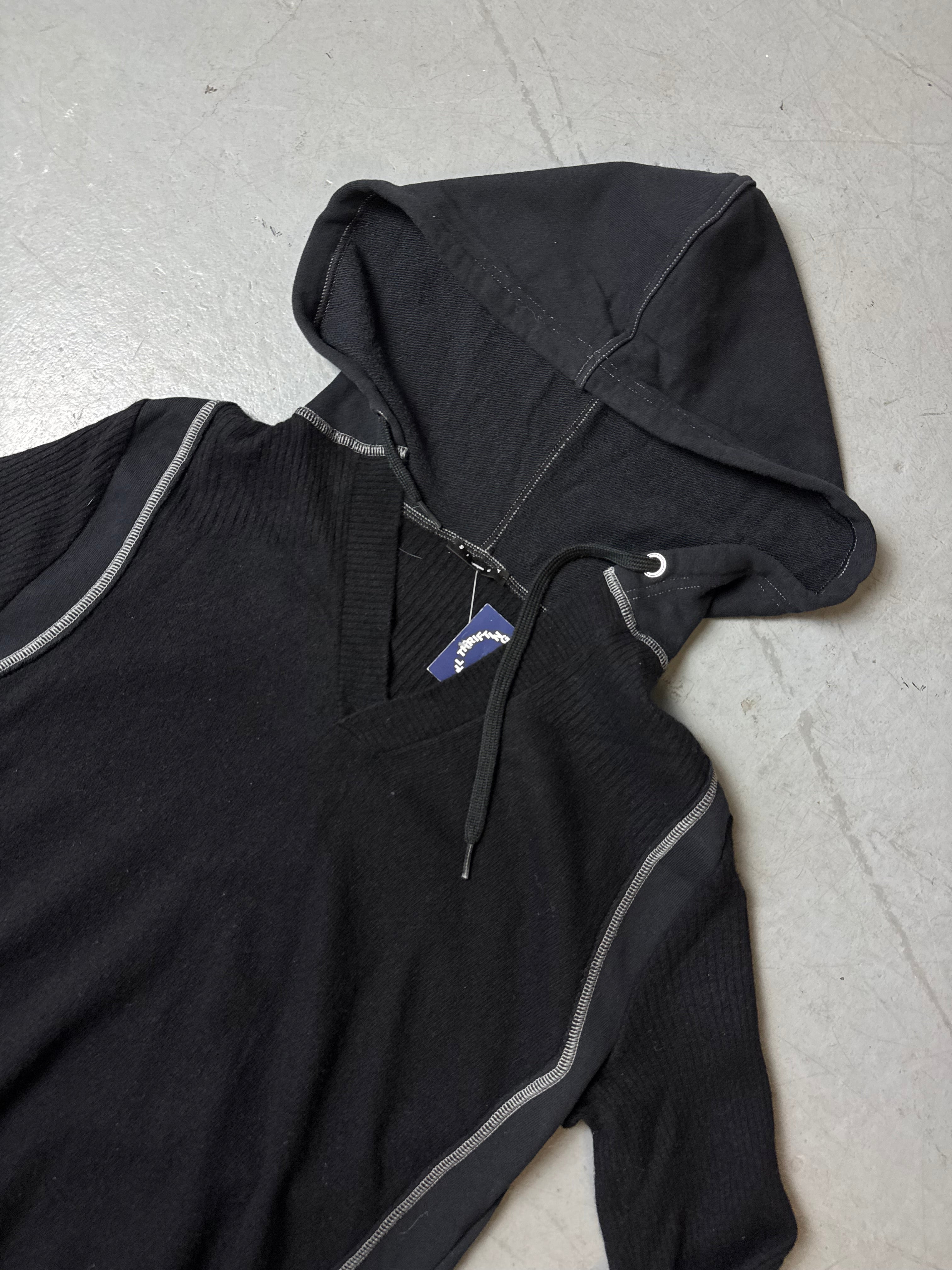 Vintage Sisley Black Hooded Longsleeve M/L