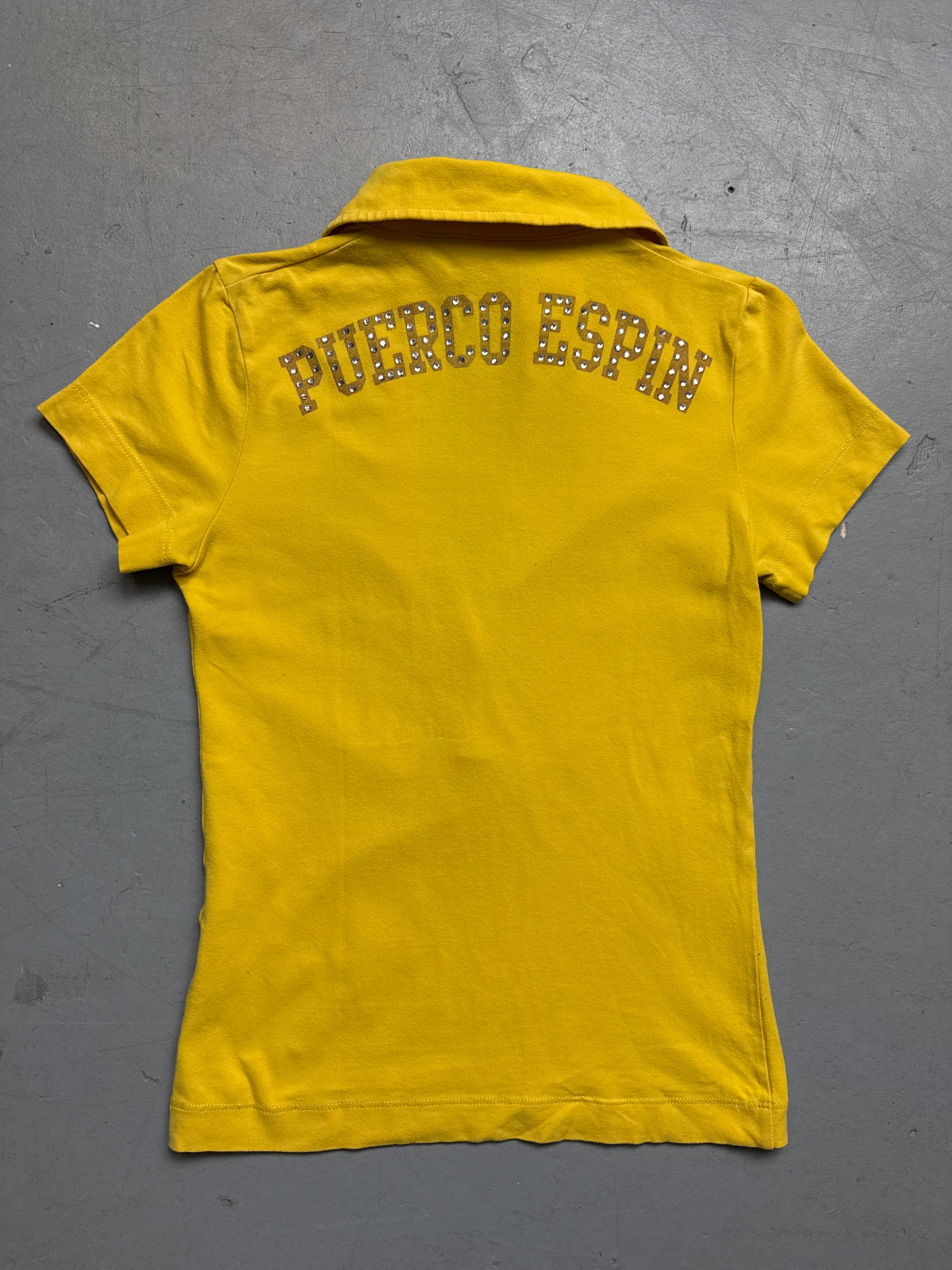 Vintage Yellow Button Up Tee S