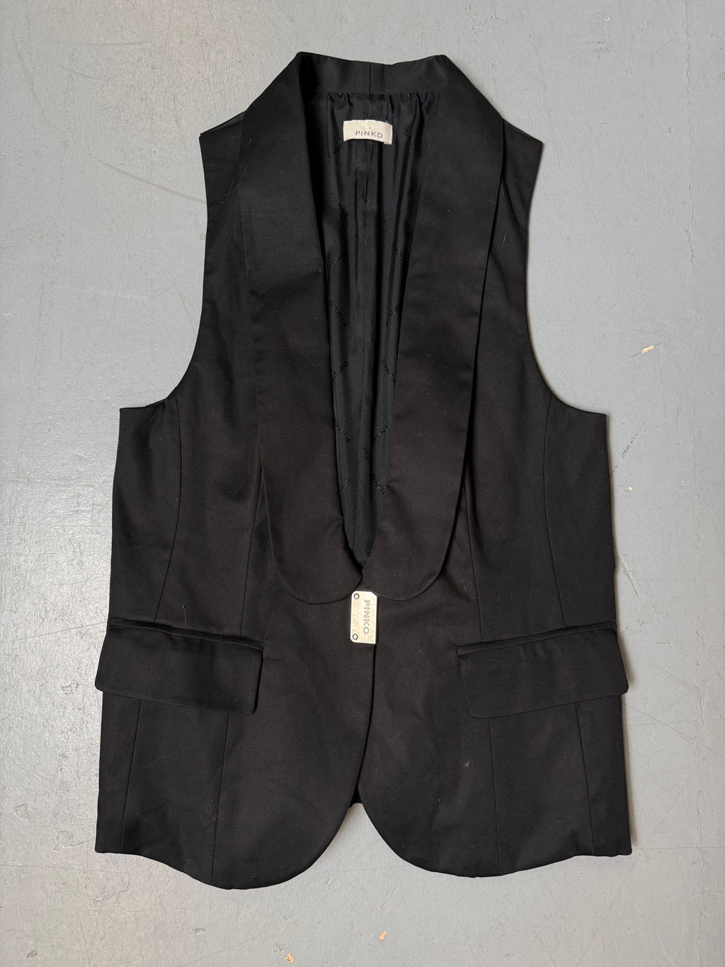 Vintage Pinko Black Vest für Damen. Y2K Secondhand 2000s Fashion.
