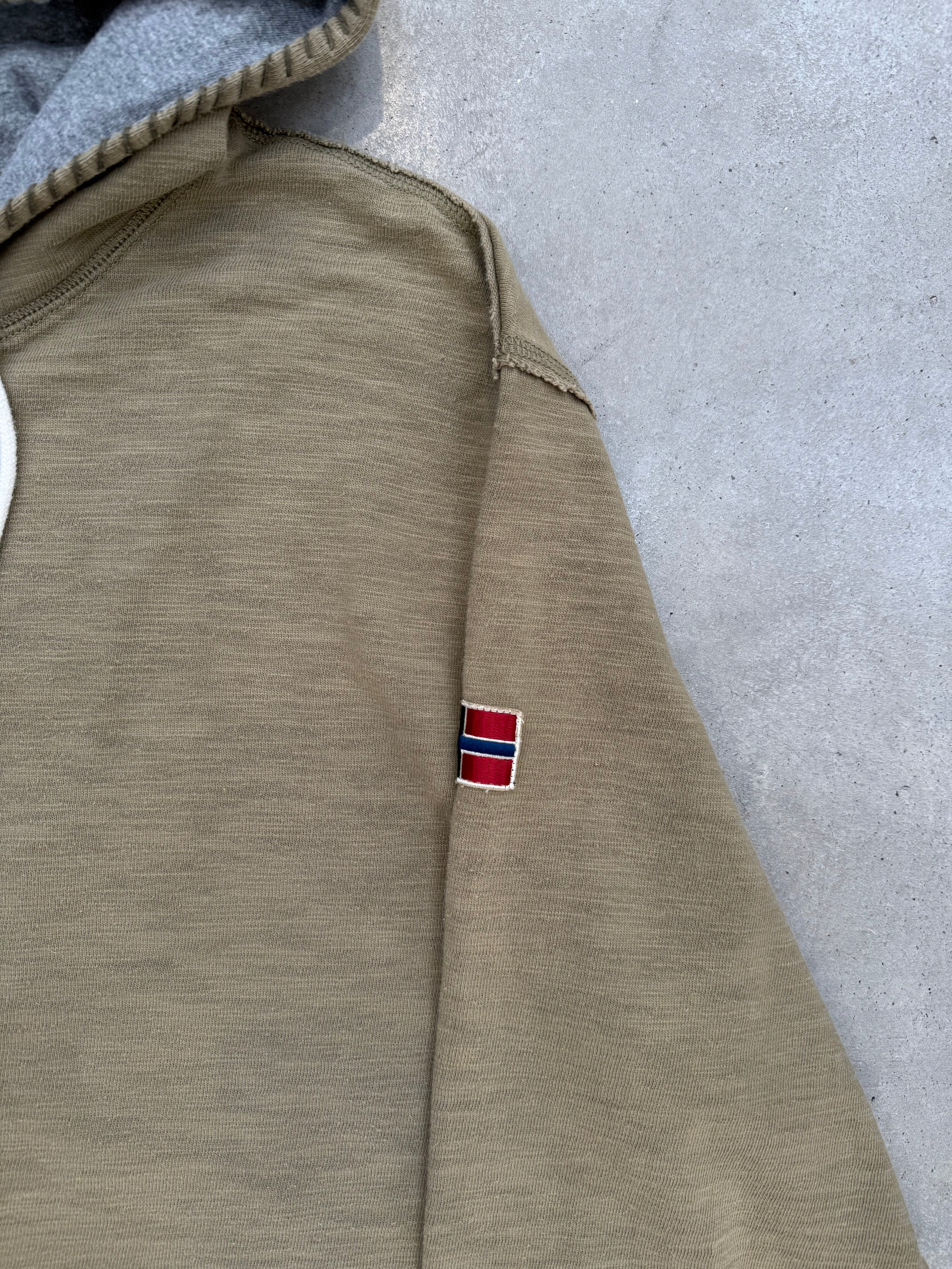 Vintage Napapijri Khaki Zip Hoodie XXL