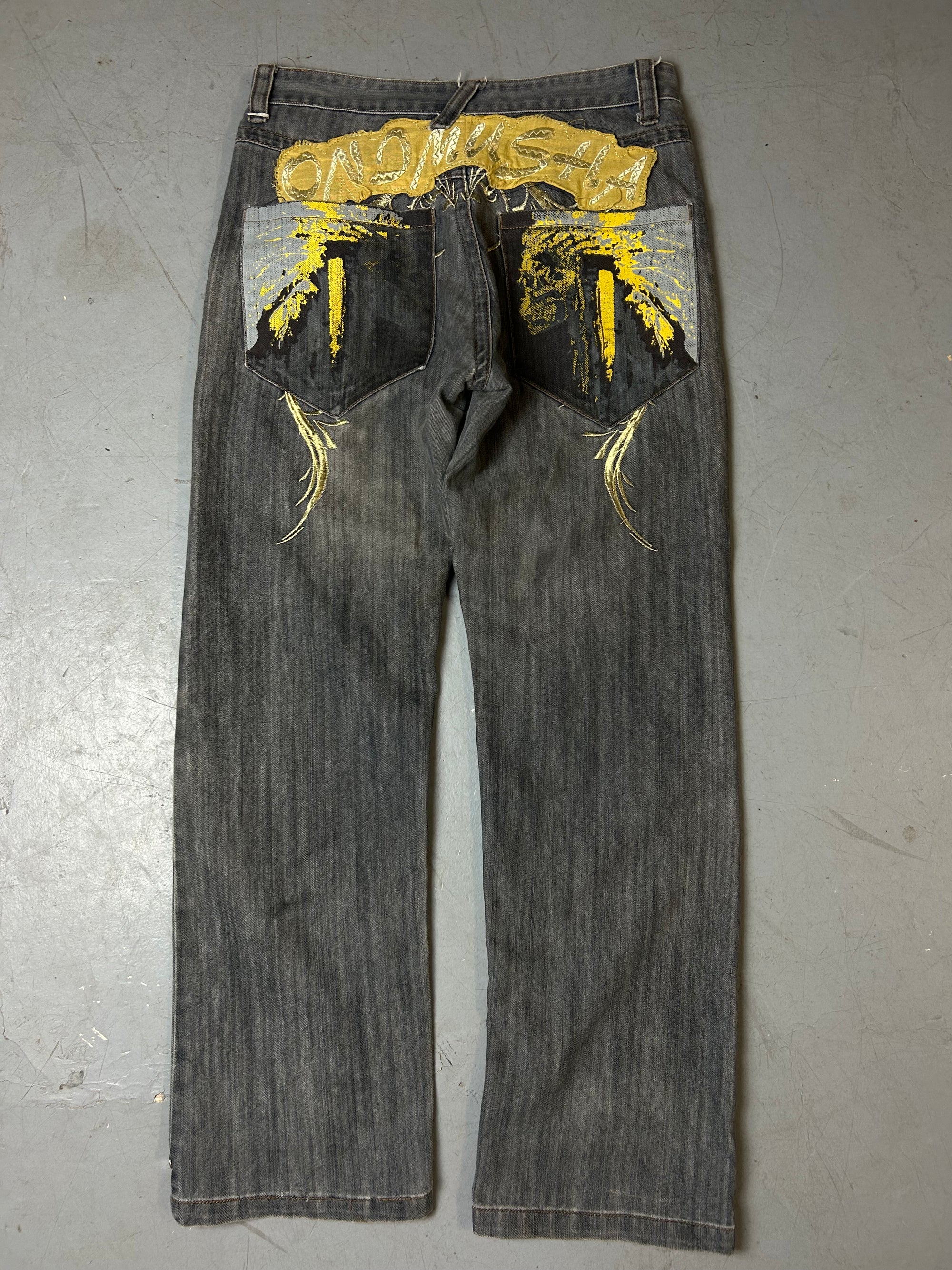 Produktbild von Vintage Japanese Golden Stitched Baggy Denim S/M von hinten