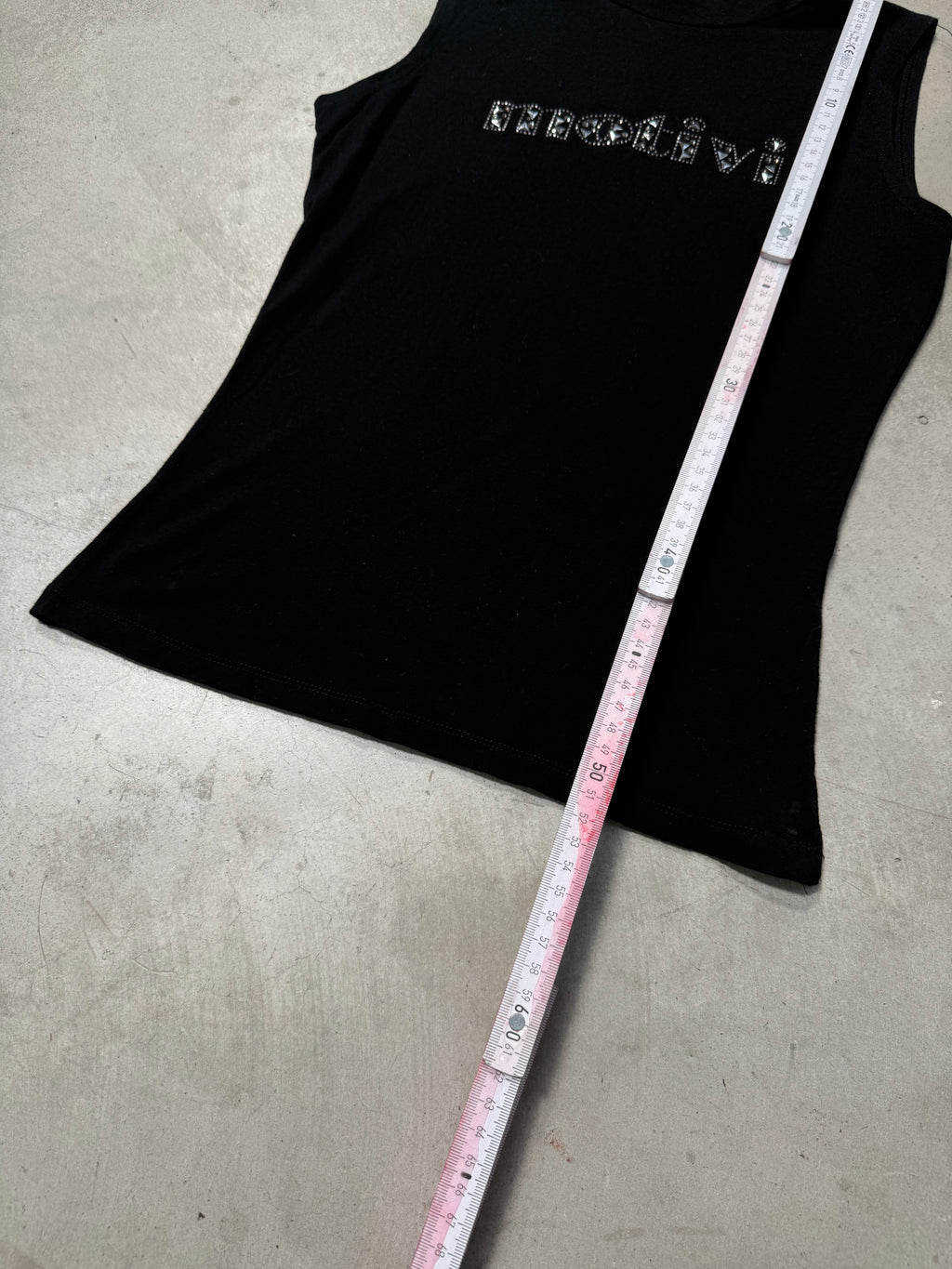 Vintage Motivi Black Rhinestone Turtleneck für Damen Y2K Second Hand Fashion