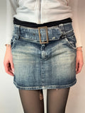 Vintage Benetton Denim Mini Skirt with Belt M