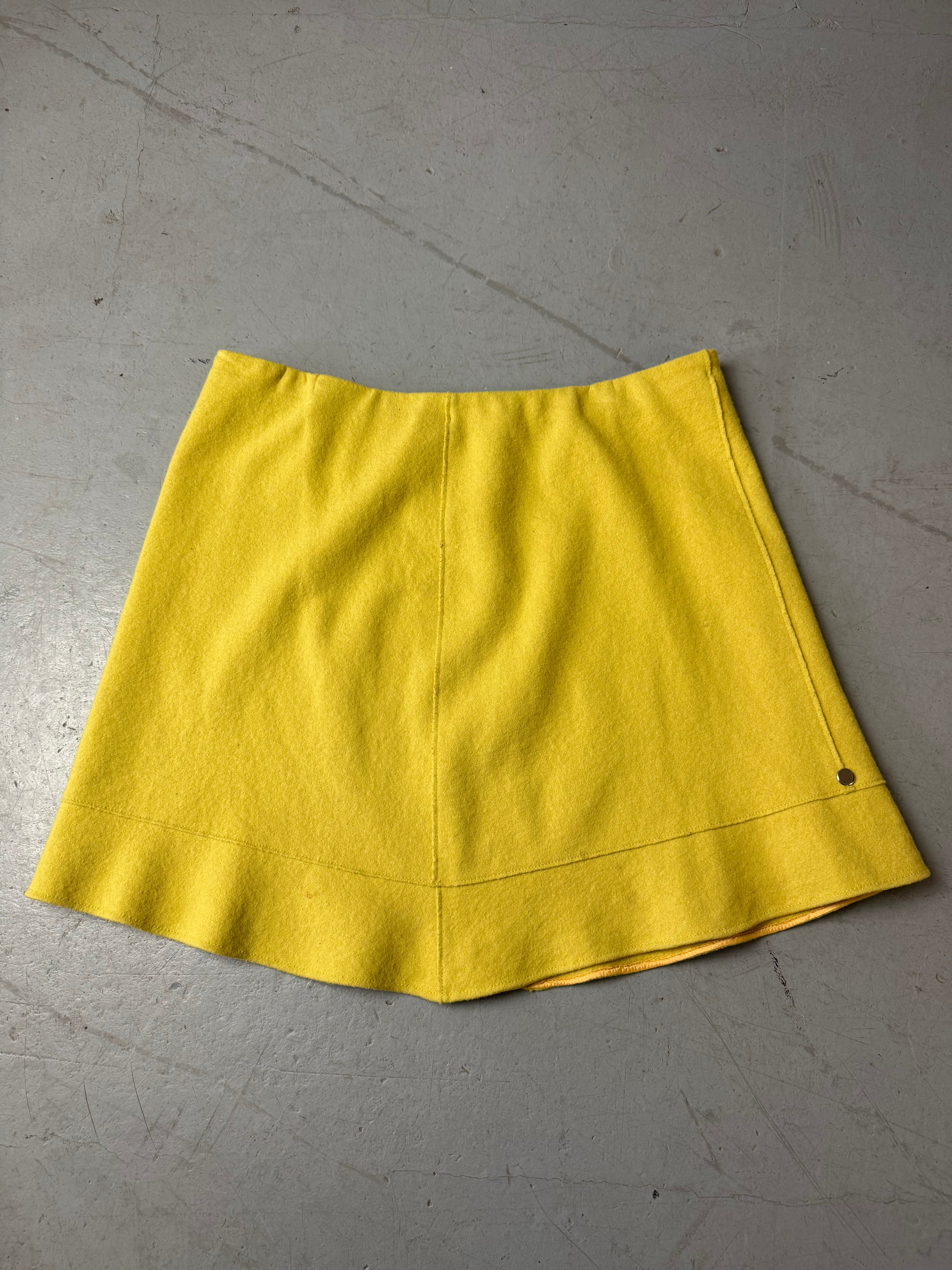 Vintage Marc Cain Yellow Wool Skirt für Damen. Y2K Secondhand 2000s Fashion.