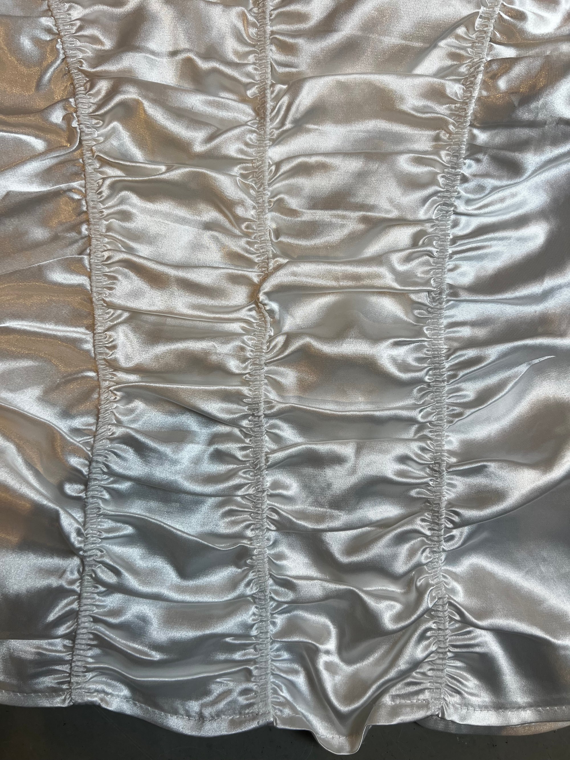 Vintage White Satin Ruffle Top S
