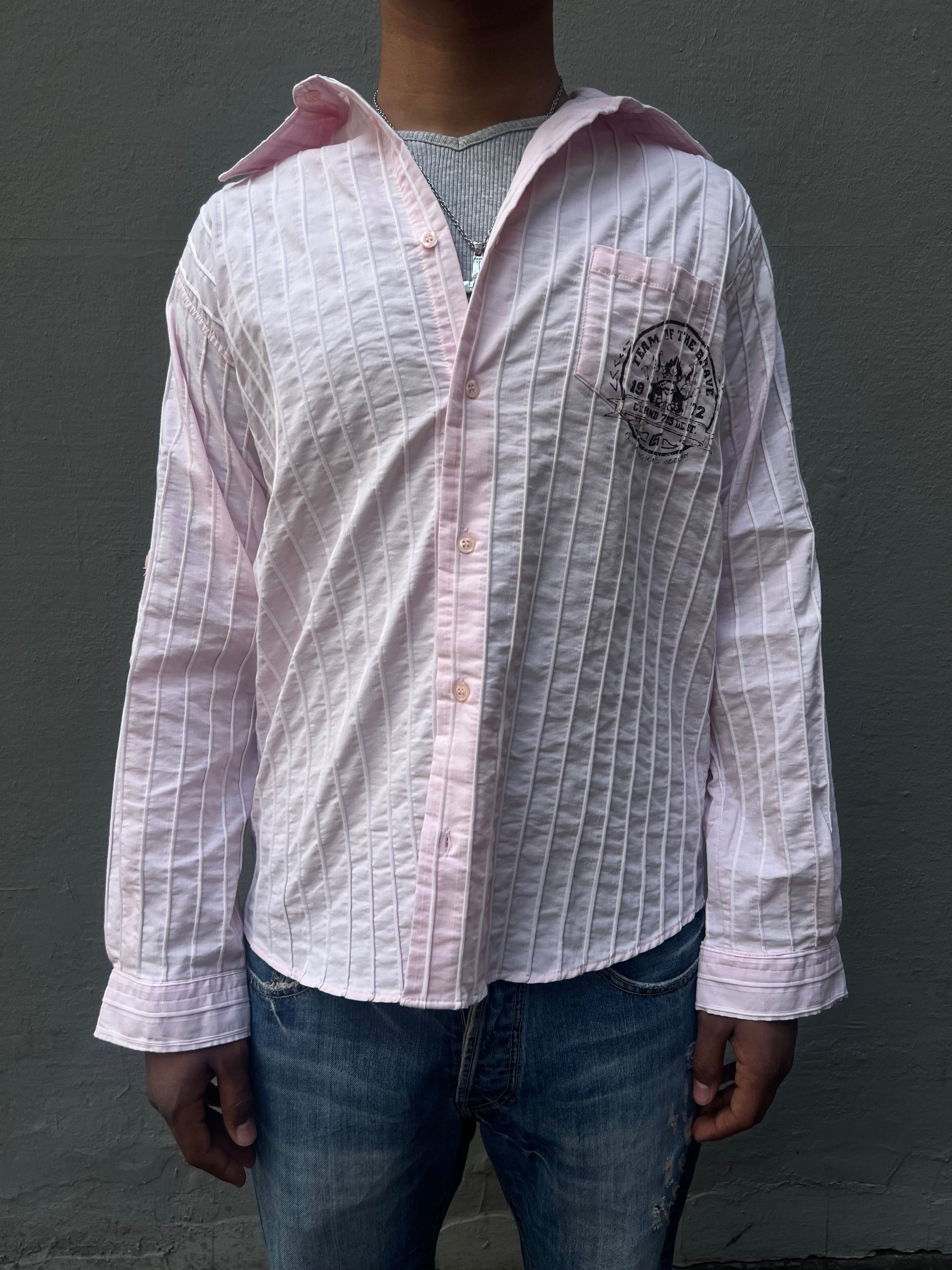 Crazy Vintage Pink Button Up M/L