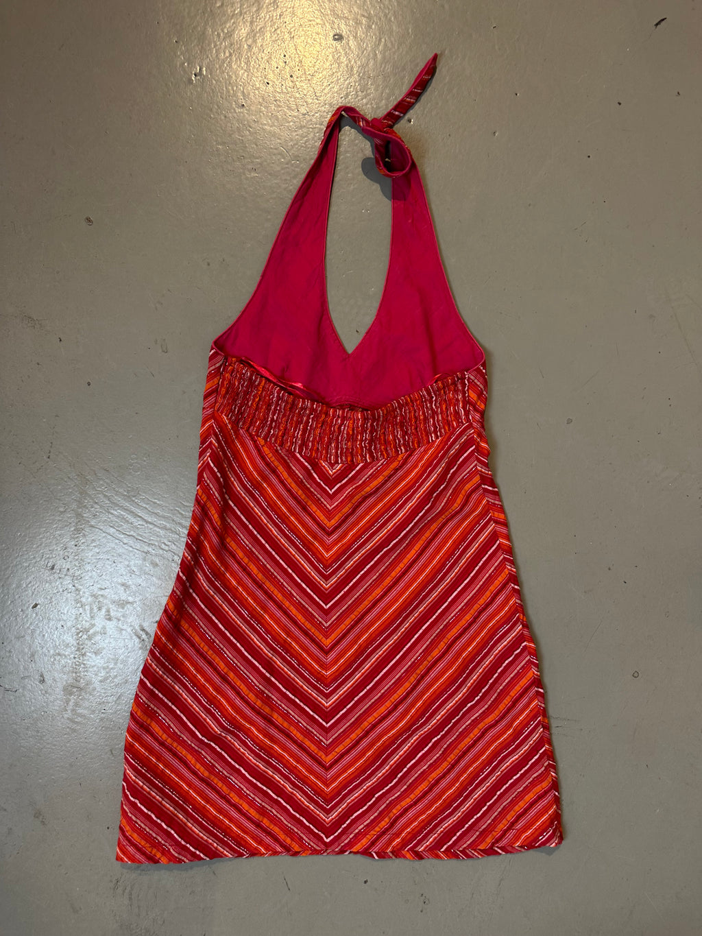 Vintage Striped Neckholder Midi Dress S