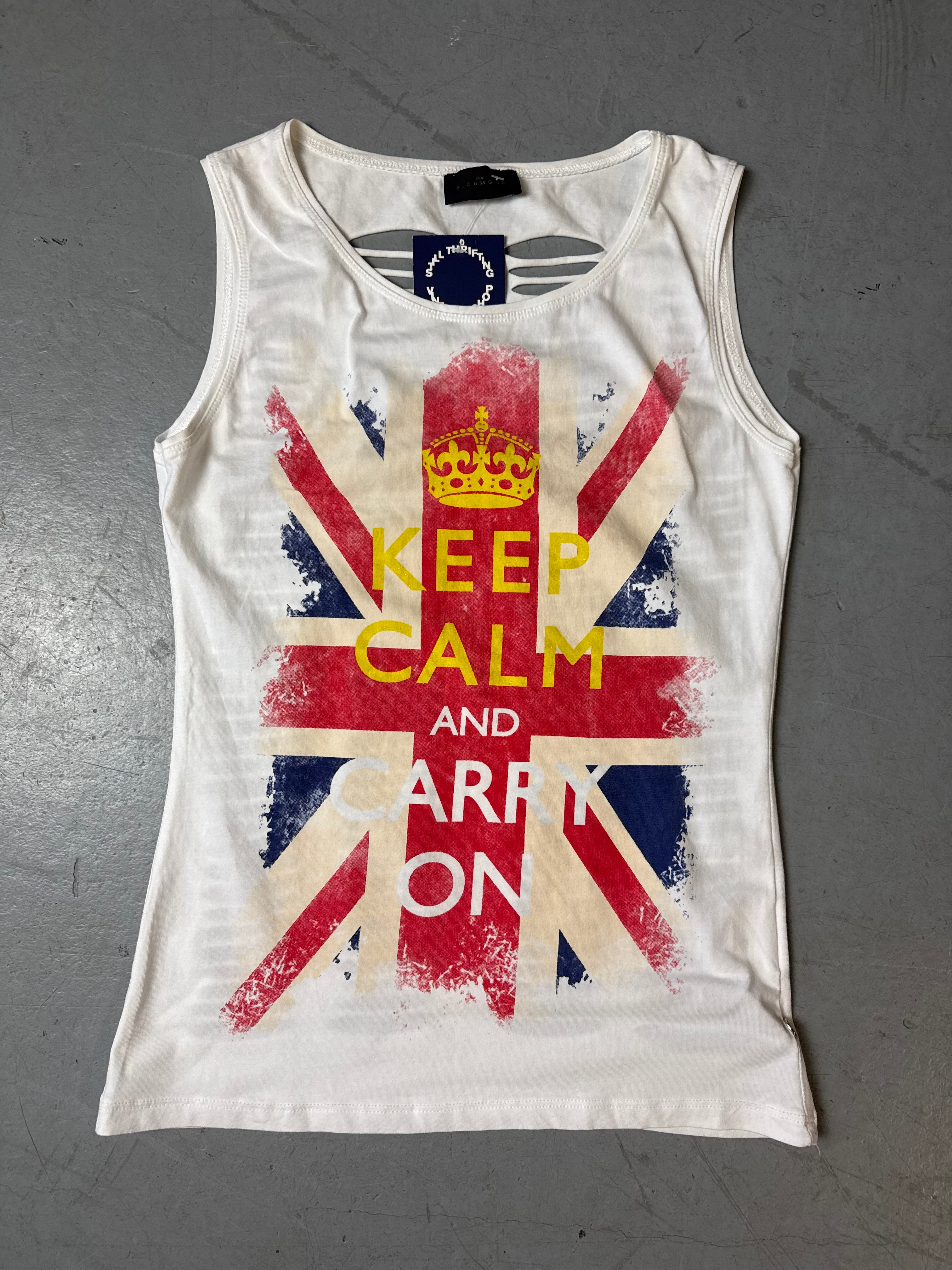 Vintage Richmond Keep Calm Tank Top with Cut Out Back M/L