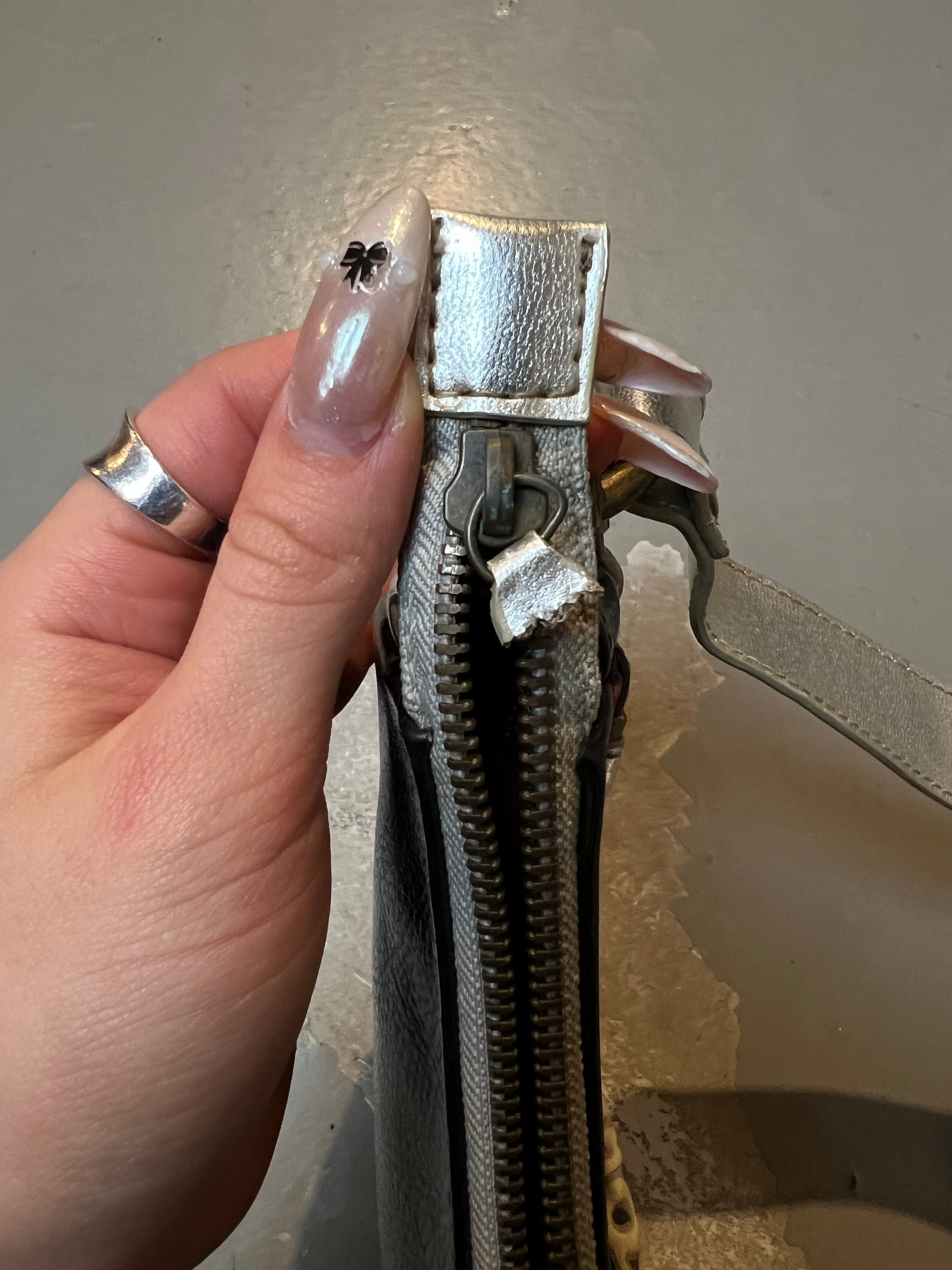 Vintage Black and Silver Phard Mini Bag With Rhinestones