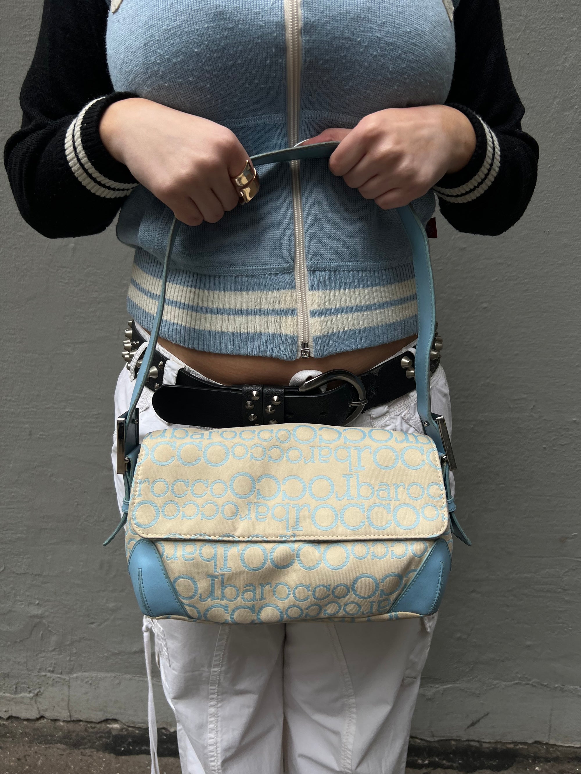 Vintage Beige/Blue Roccobarocco Baguette Bag