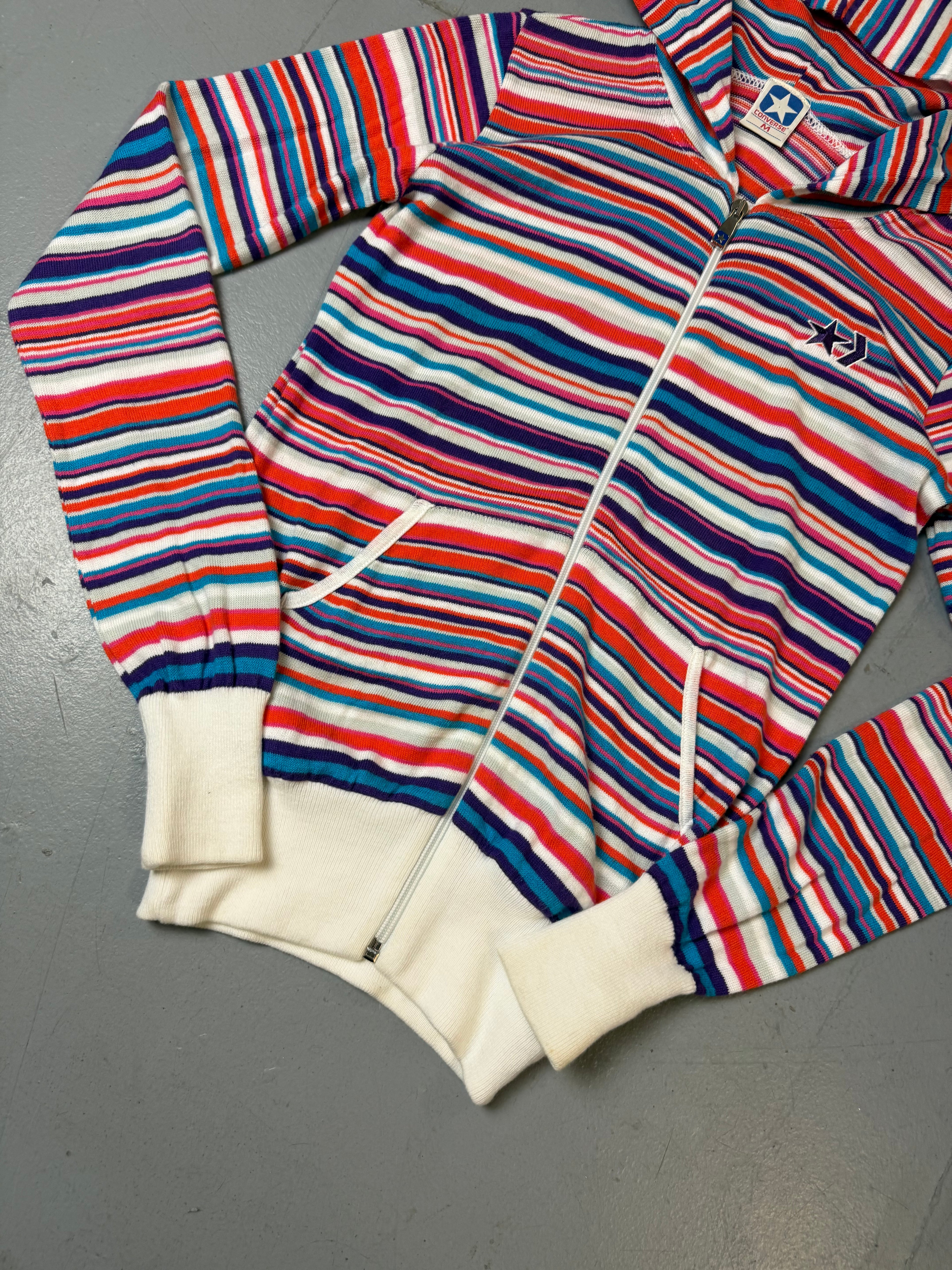 Vintage Converse Colorful Striped Zip Hoodie S/M