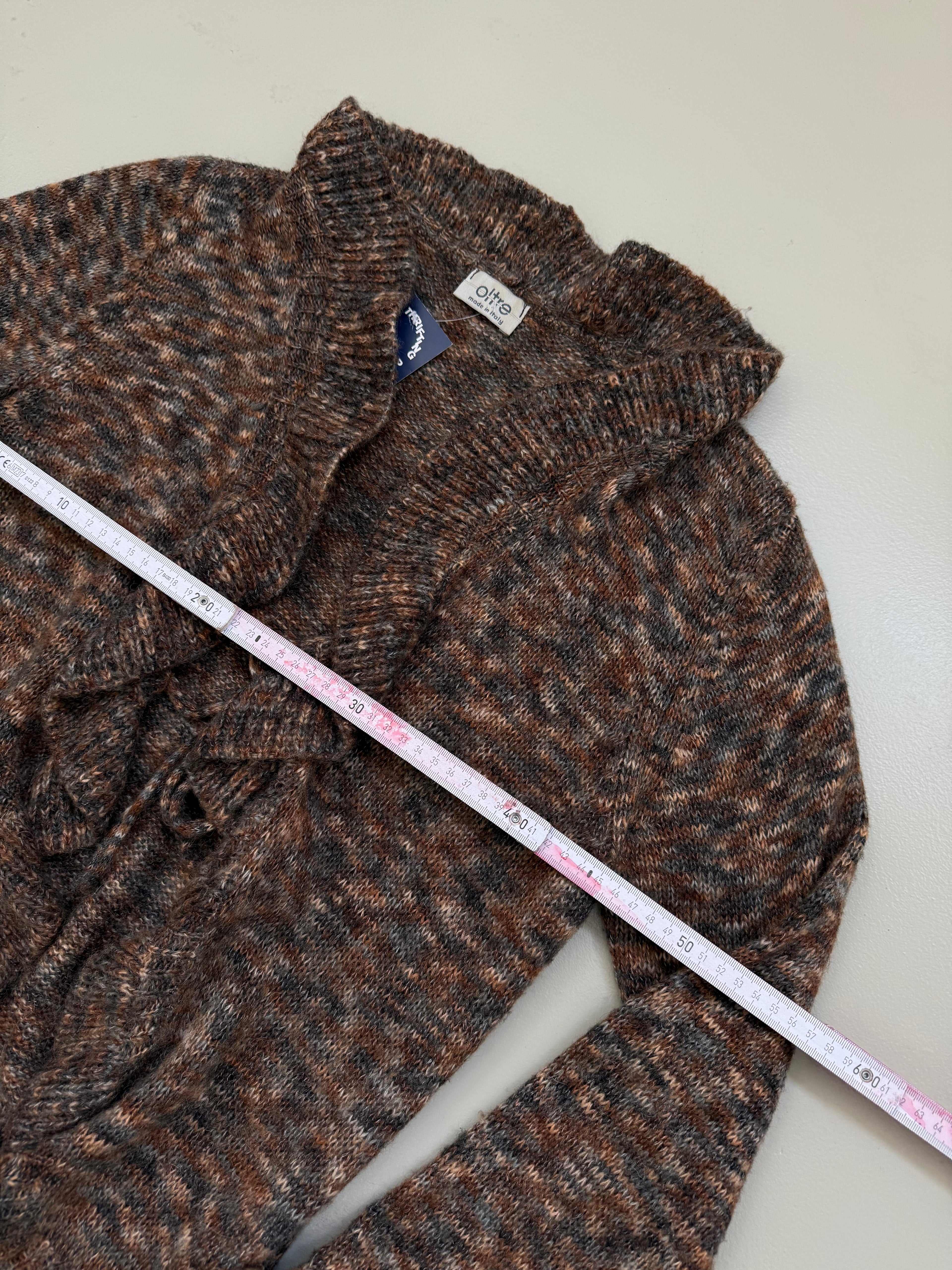 Vintage Brown Mohair Knit Cardigan L