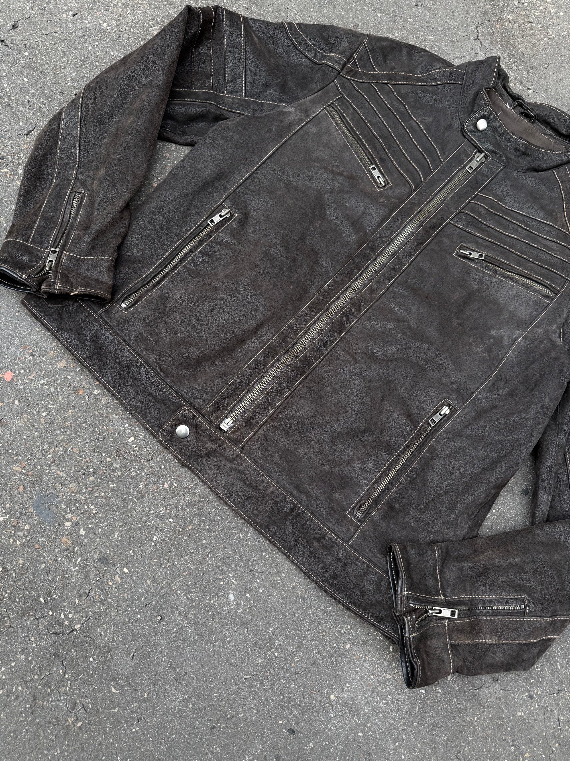 Vintage Brown Suede Leather Jacket L