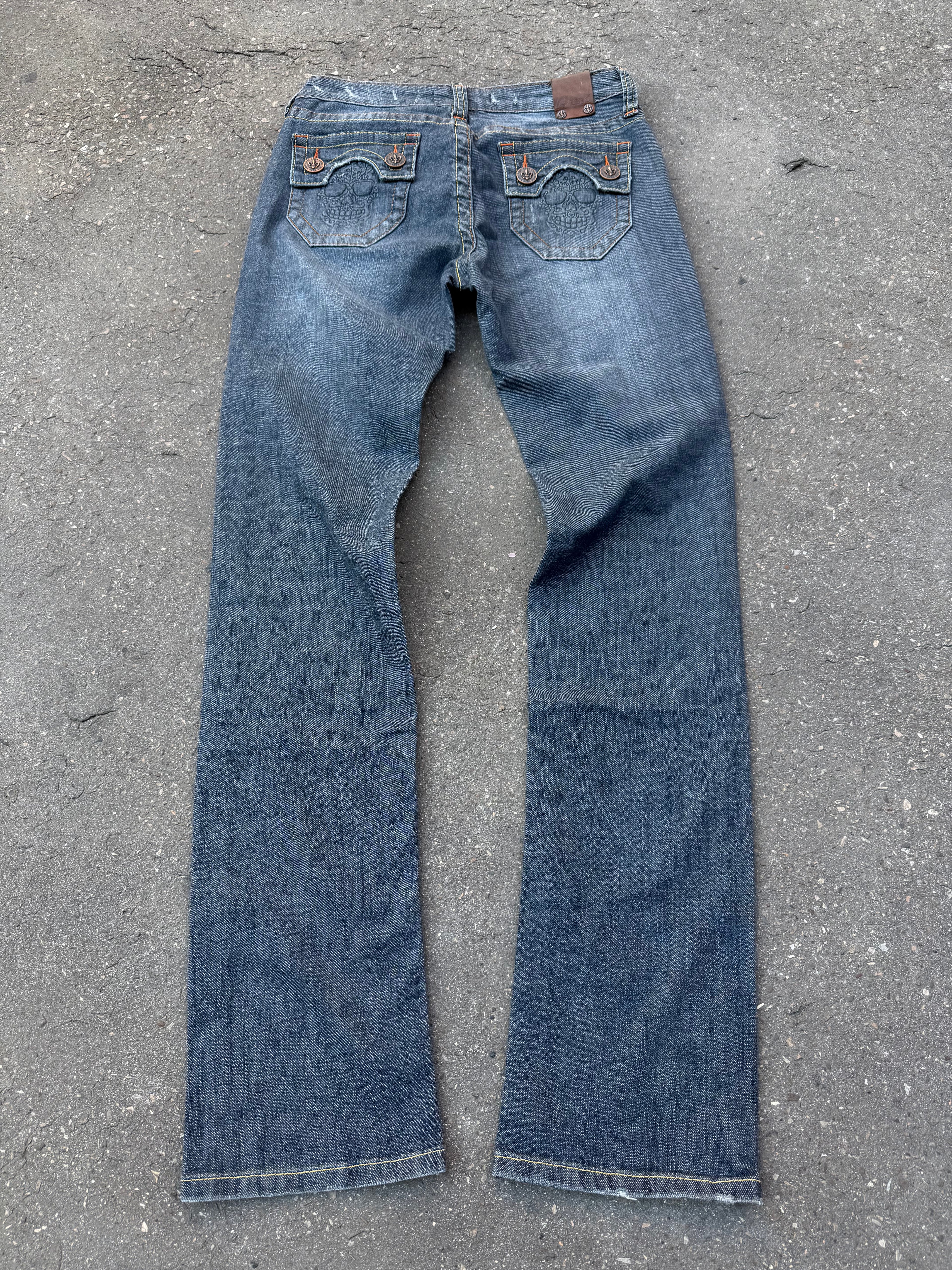 Y2K Laguna Beach „Huntington Beach“ Grey Blue Mid Waist Denim  für Damen. Y2K 2000s Fashion