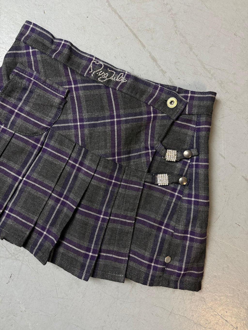 Vintage Miss Judie Purple Plaid Mini Skirt XS