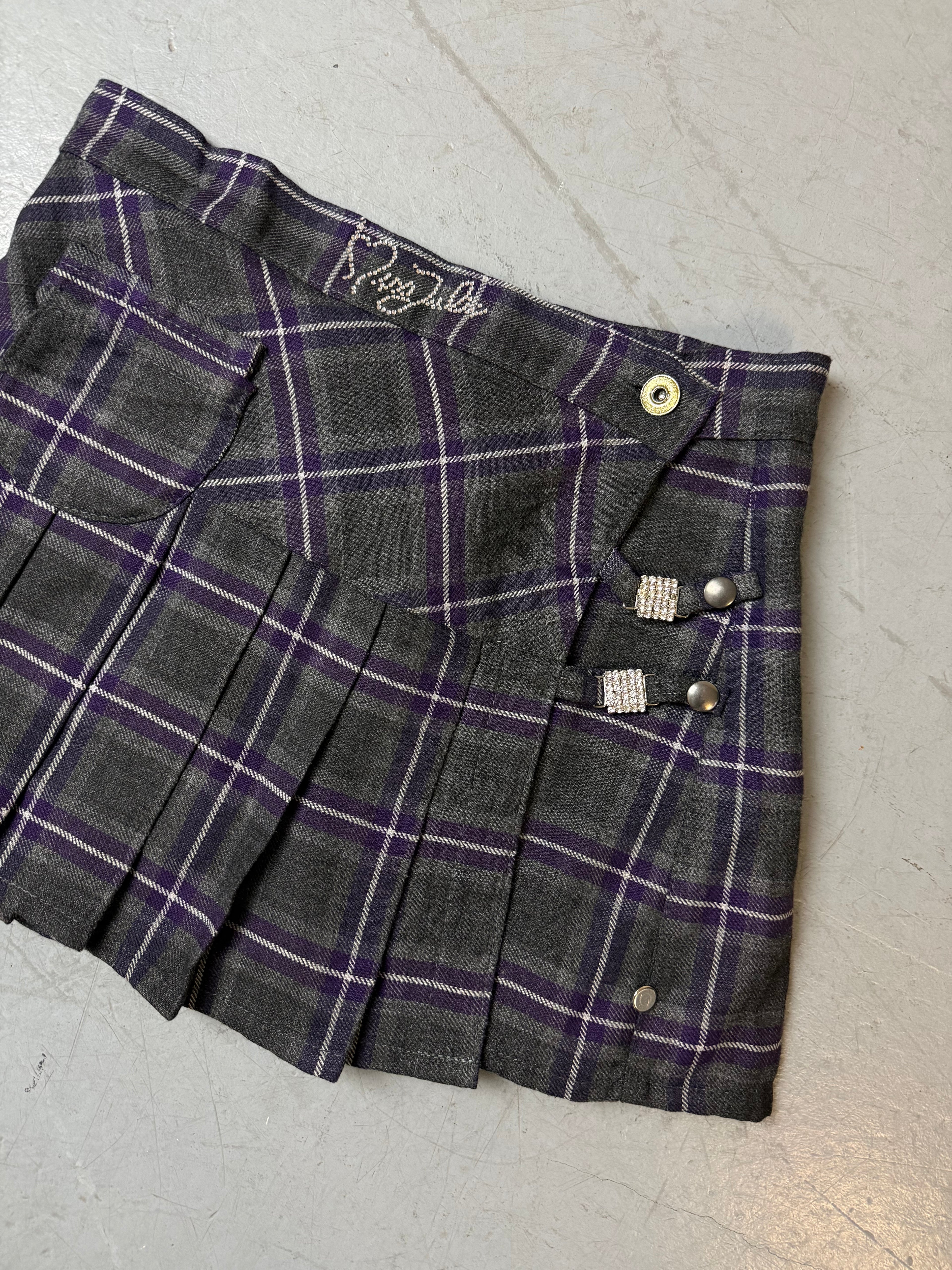 Vintage Miss Judie Purple Plaid Mini Skirt XS