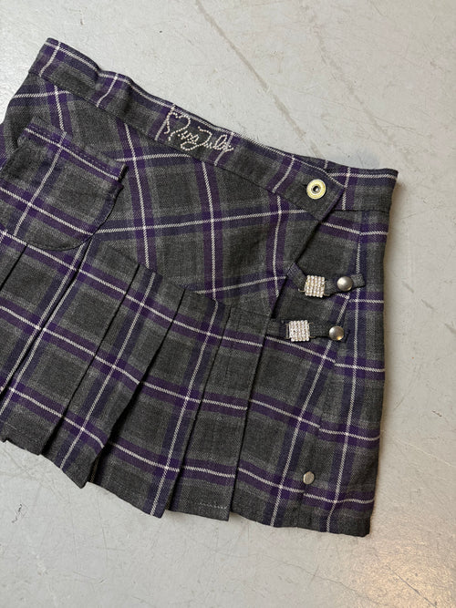 Vintage Miss Judie Purple Plaid Mini Skirt XS