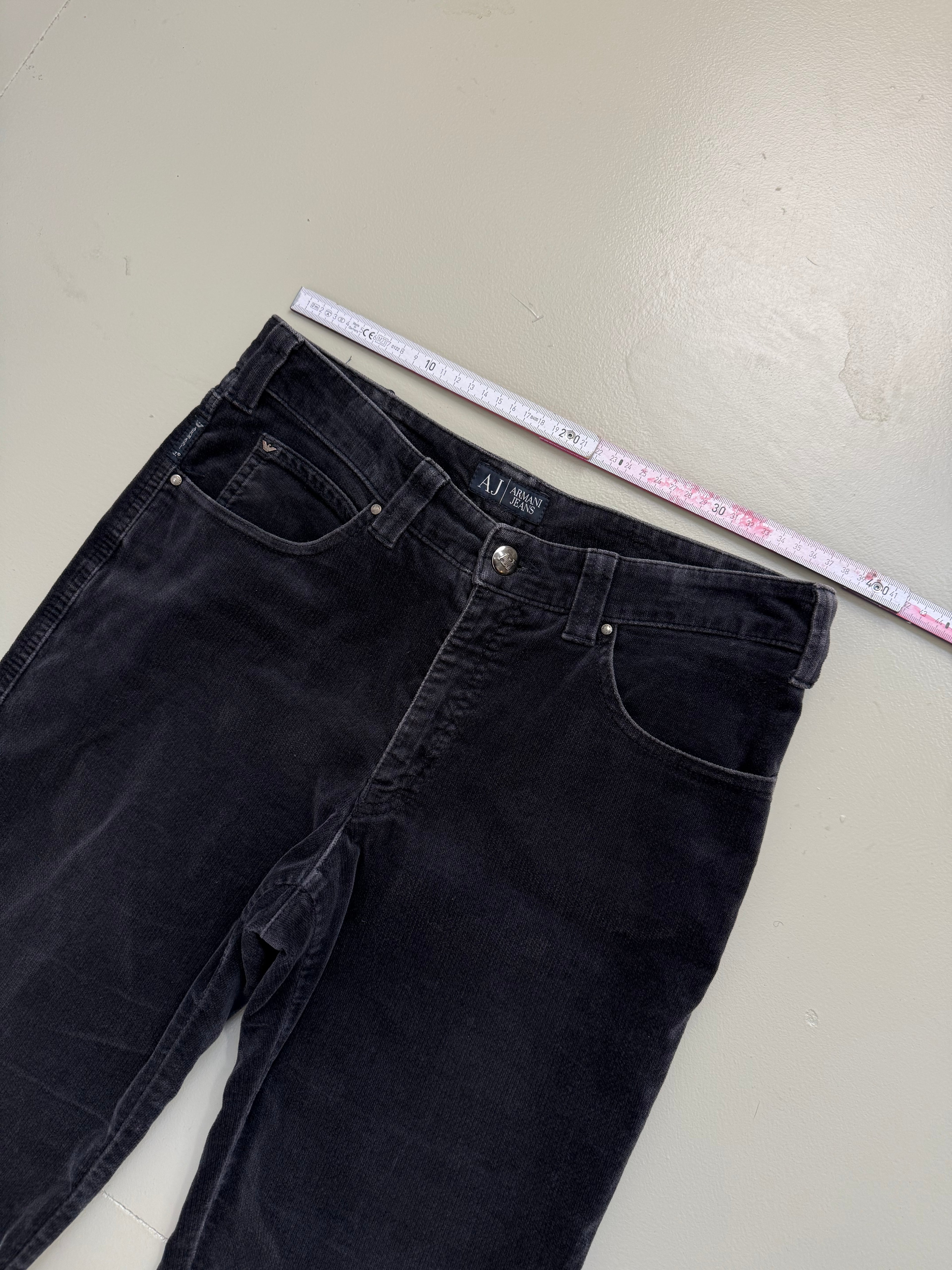 Vintage Armani Jeans Black Cord Straight Fit Pants M