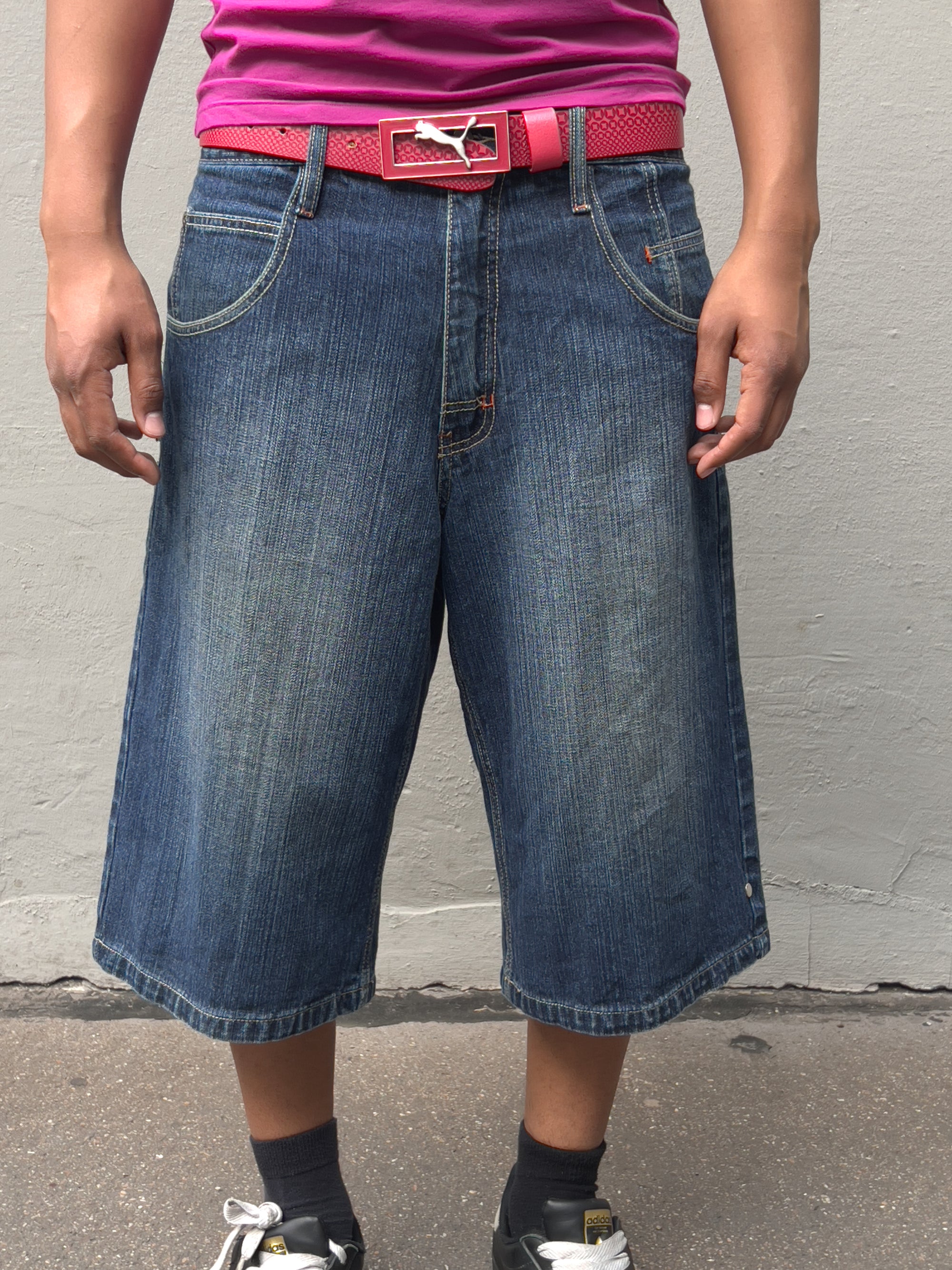 Vintage Dark Blue Jorts With Stitching M/L