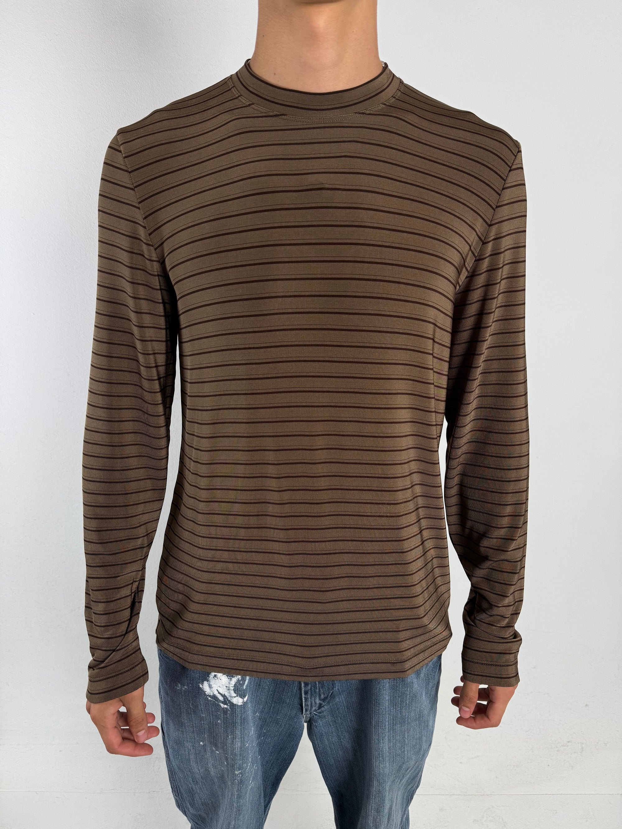 Vintage Emporio Armani Brown Striped Longsleeve L