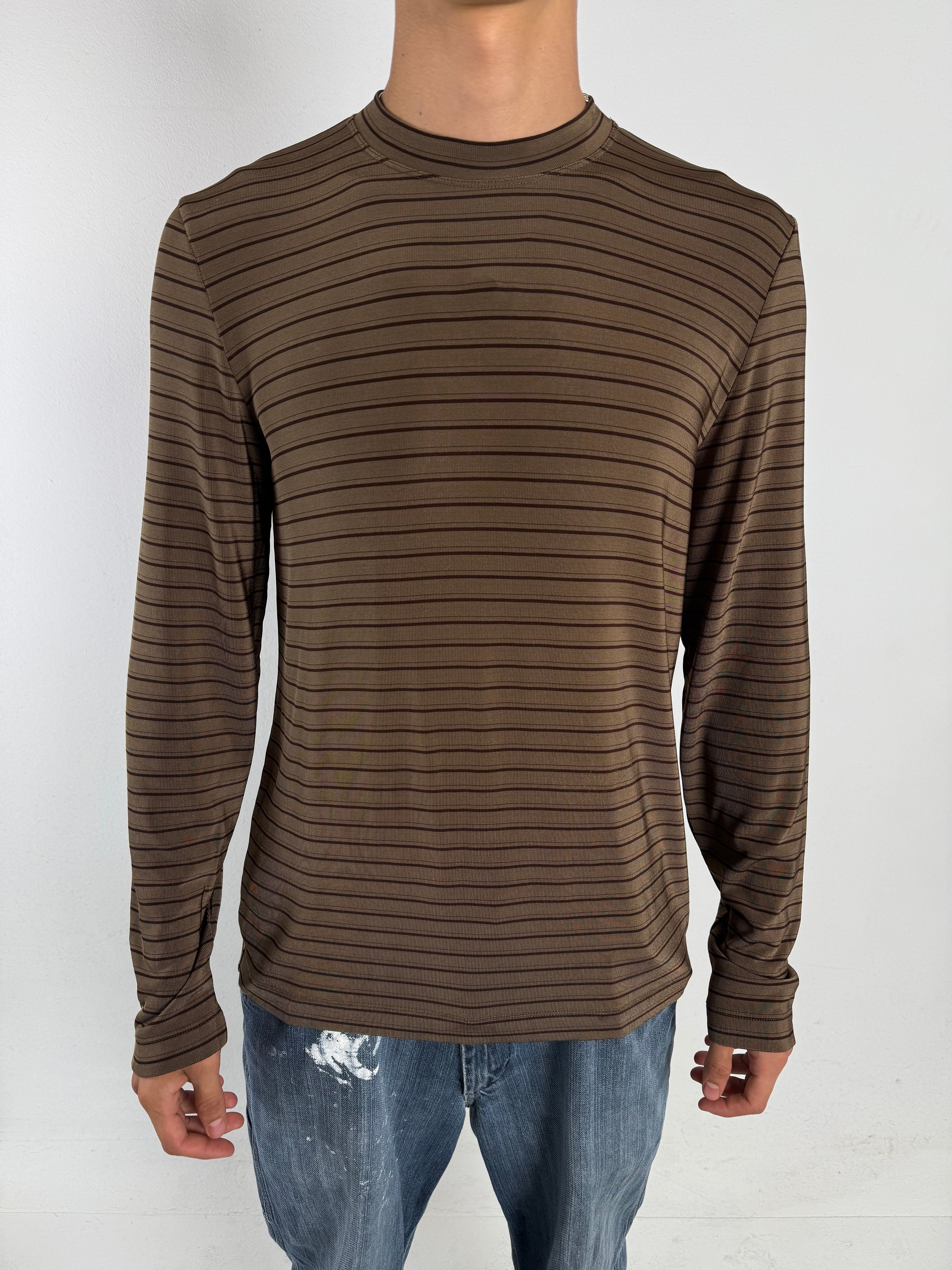 Vintage Emporio Armani Brown Striped Longsleeve L