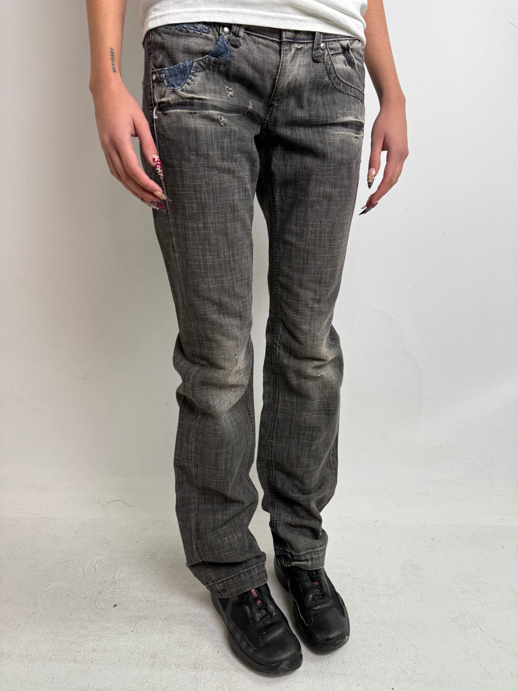 Graue low waist Y2K miss sixty bootcut jeans in M